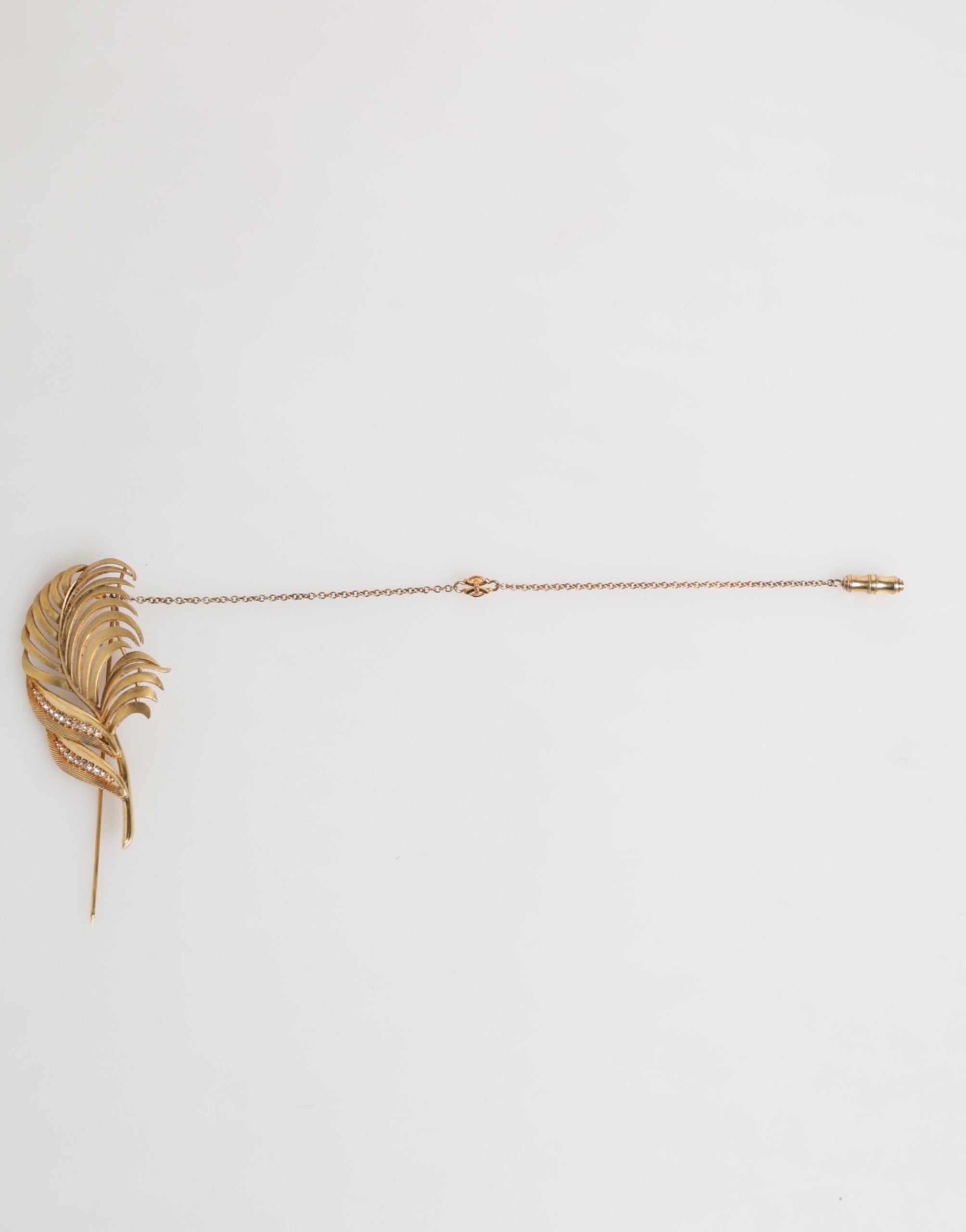 Dolce & Gabbana Leaf-Embellished Gold Lapel Pin — Gold, view 5