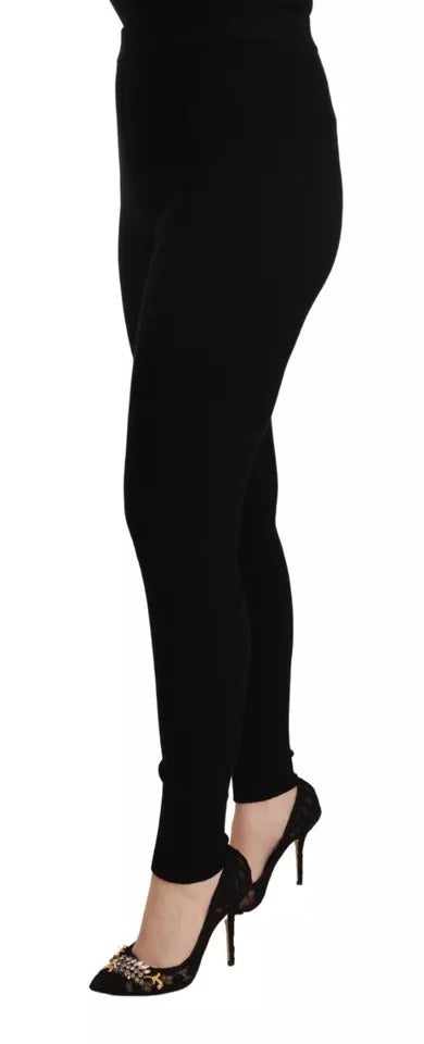 Dolce & Gabbana Stretch Wool Leggings — Black by Dolce Gabbana