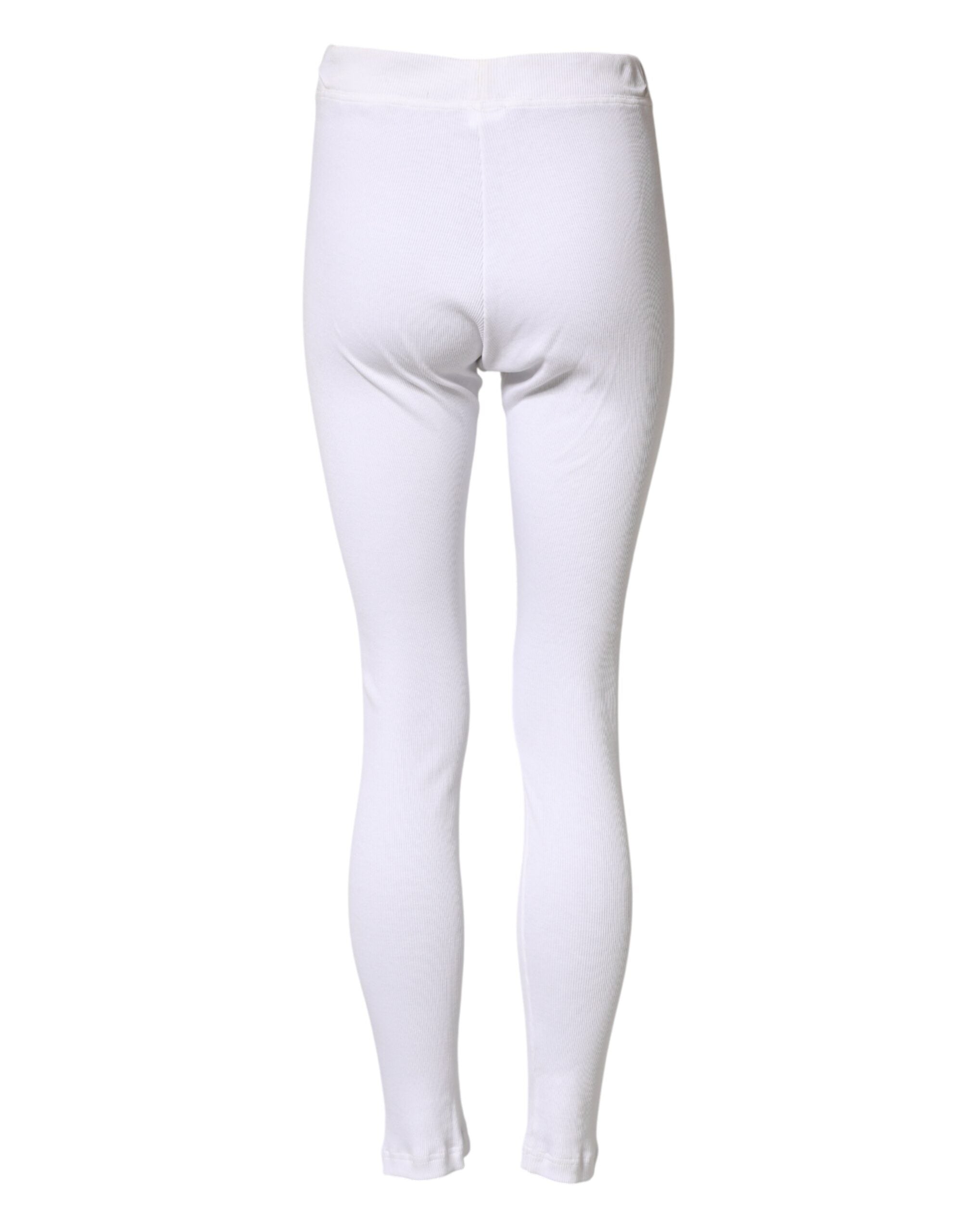 Dolce & Gabbana Cotton Mid-Waist Leggings — White, view 3