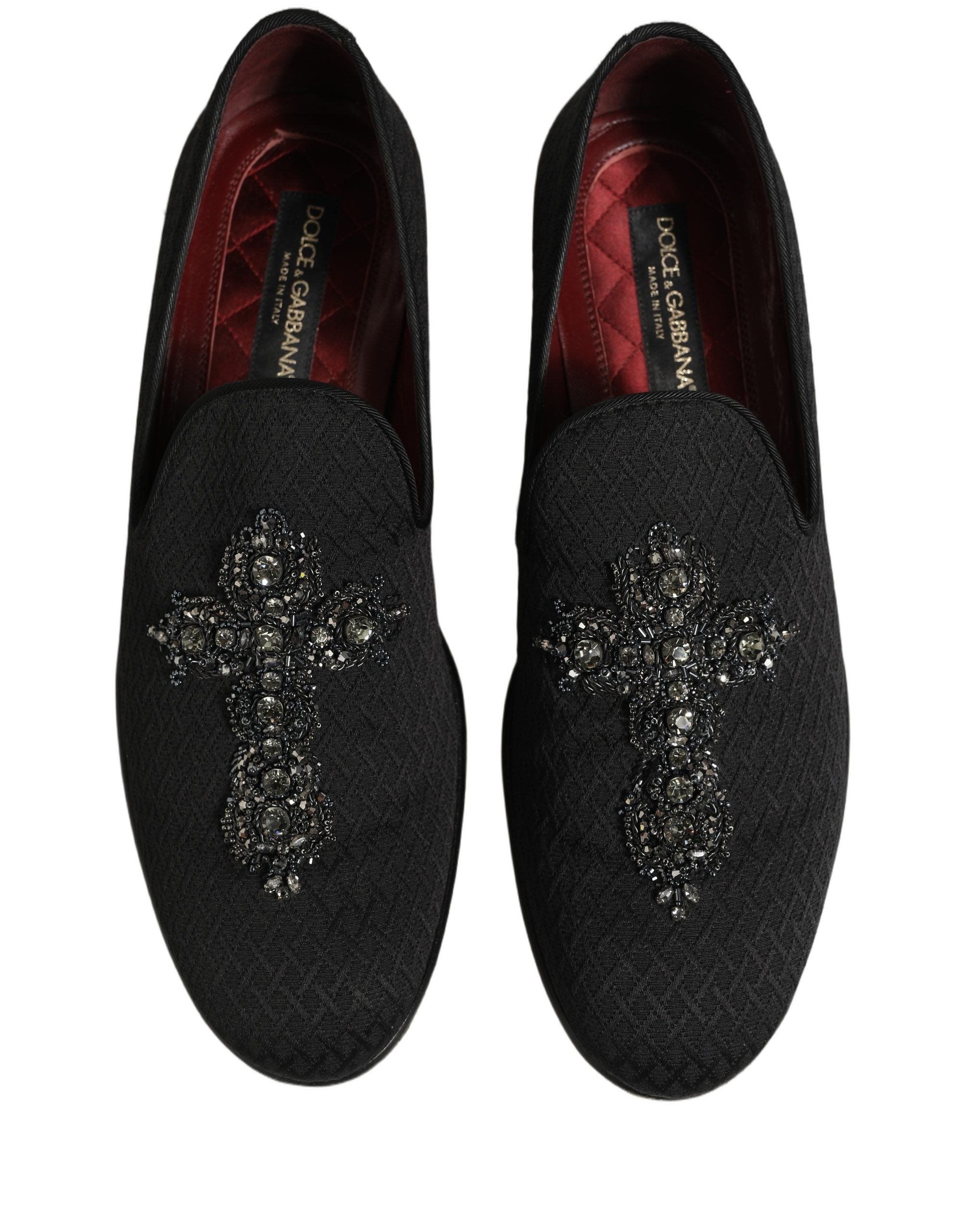 Dolce & Gabbana Crystal-Embroidered Cross Loafer — Black, view 2