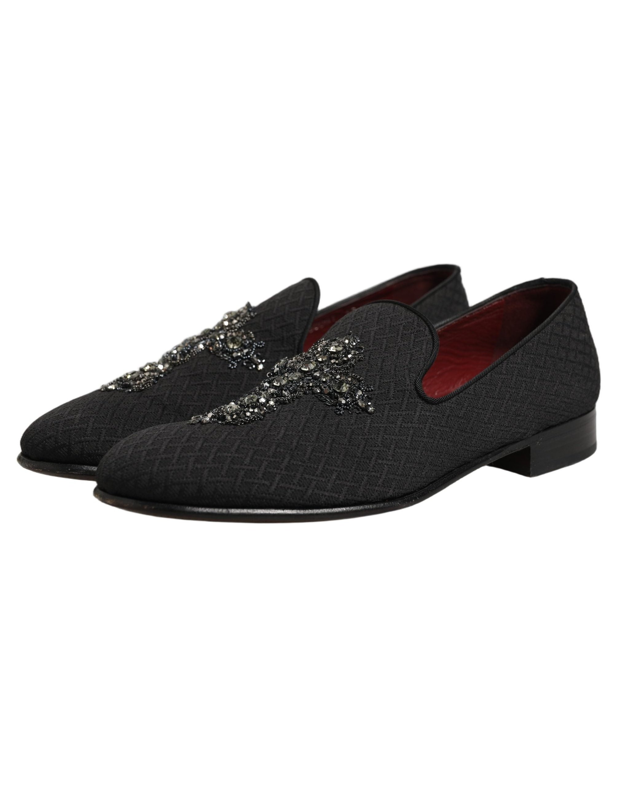 Dolce & Gabbana Crystal-Embroidered Cross Loafer — Black, view 3
