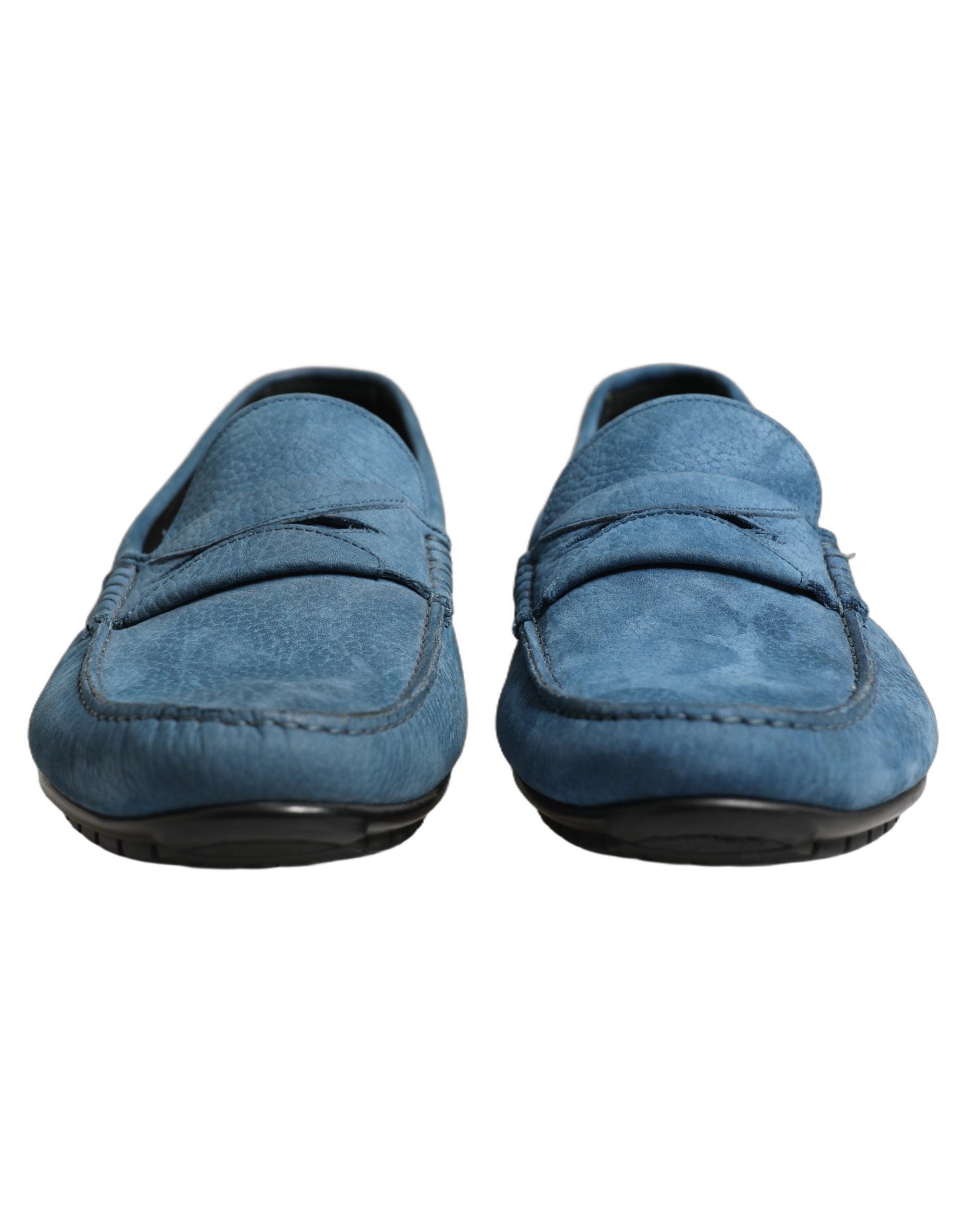 Dolce & Gabbana Pebbled Calfskin Leather Loafers — Blue, view 2