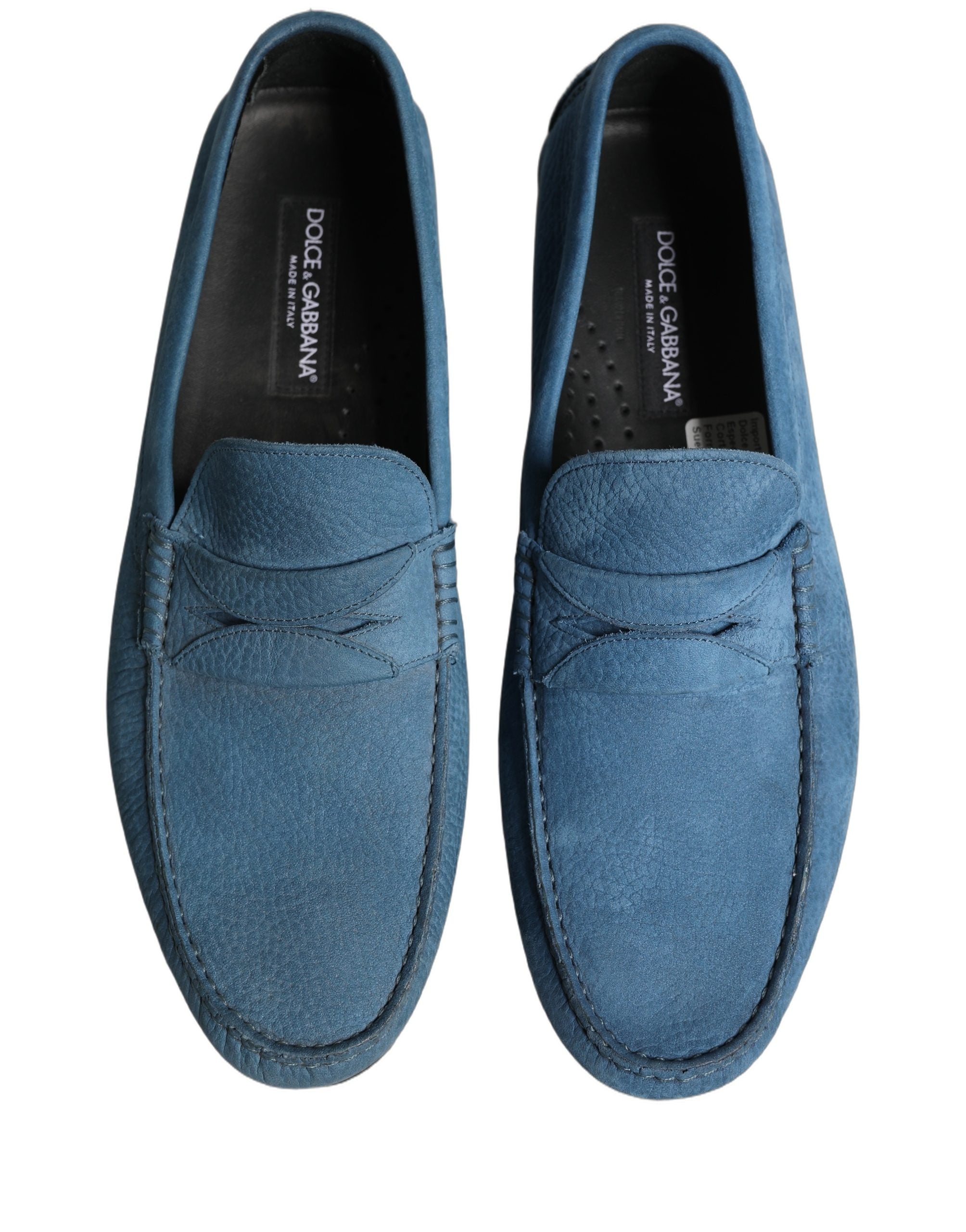 Dolce & Gabbana Pebbled Calfskin Leather Loafers — Blue, view 3