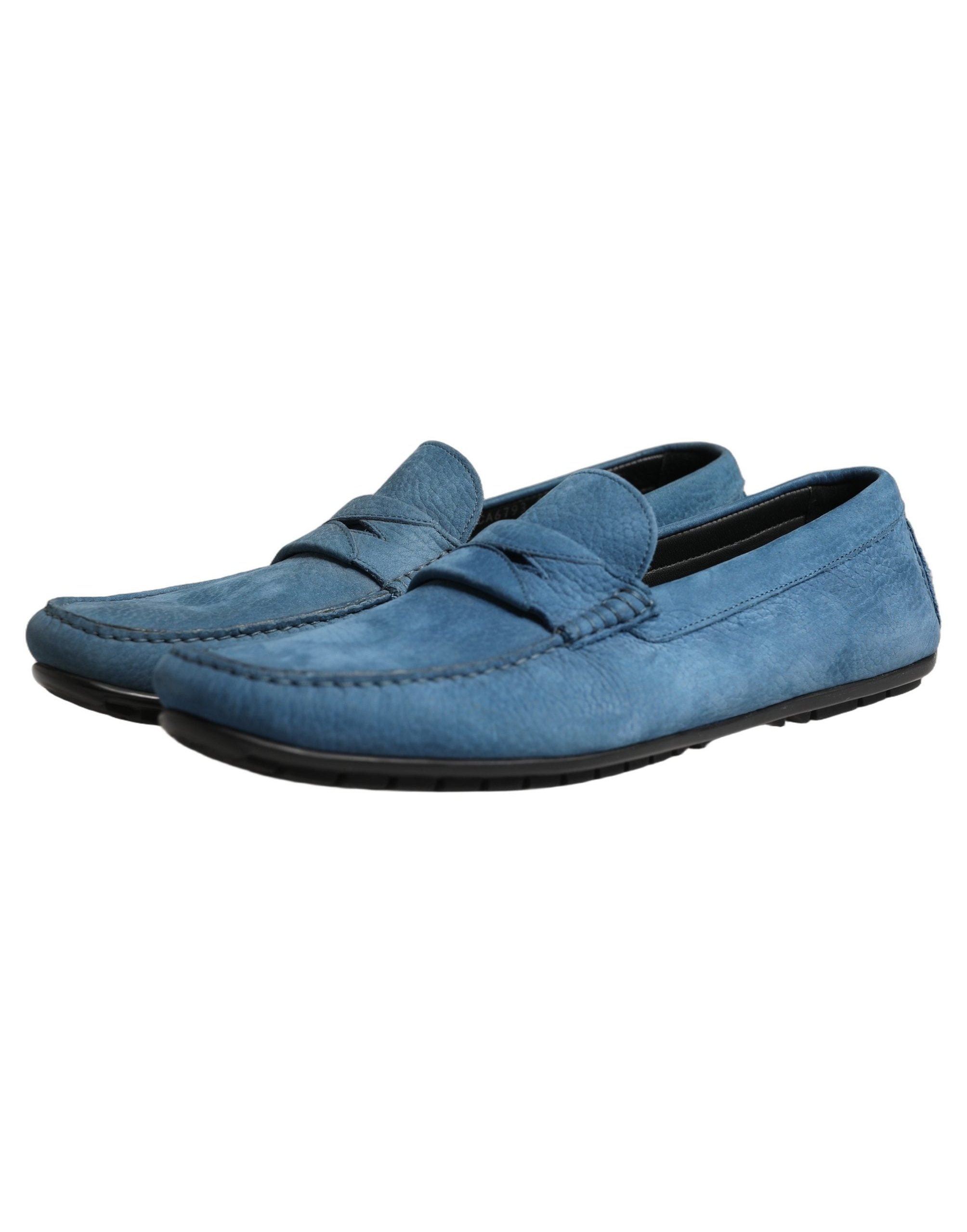 Dolce & Gabbana Pebbled Calfskin Leather Loafers — Blue, view 4