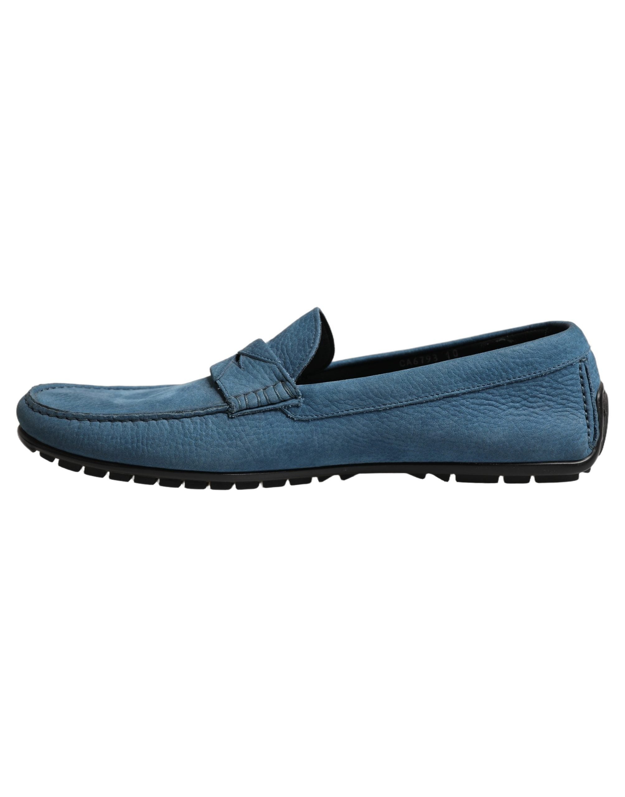Dolce & Gabbana Pebbled Calfskin Leather Loafers — Blue, view 6