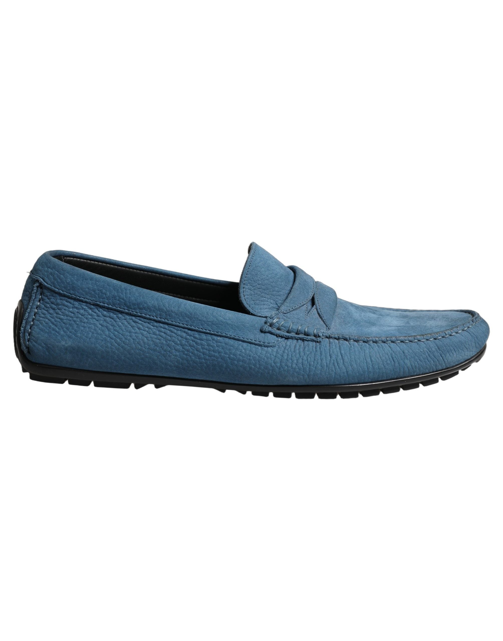 Dolce & Gabbana Pebbled Calfskin Leather Loafers — Blue, view 7