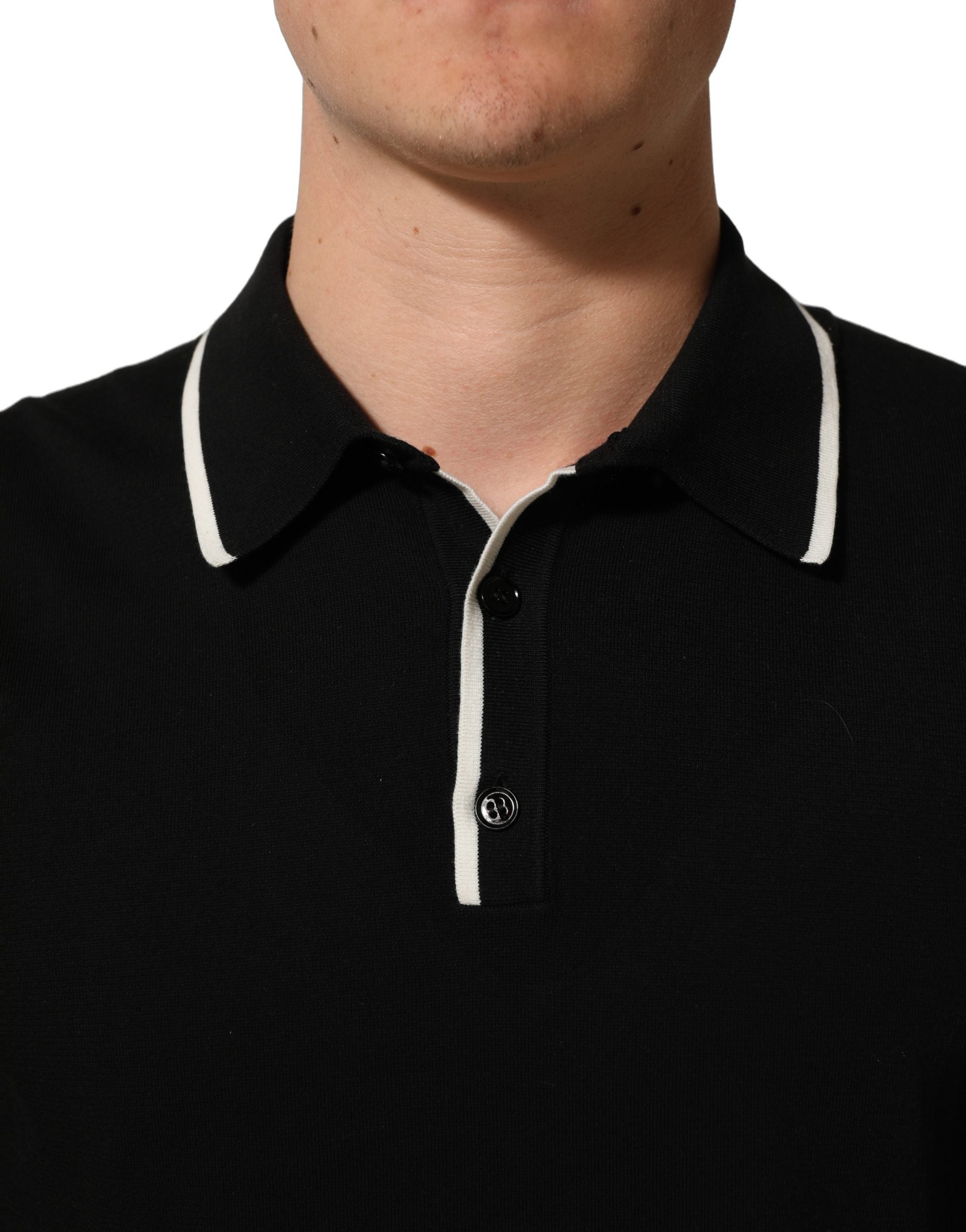 Dolce & Gabbana Logo-Embroidered Cotton Polo — Black, view 2