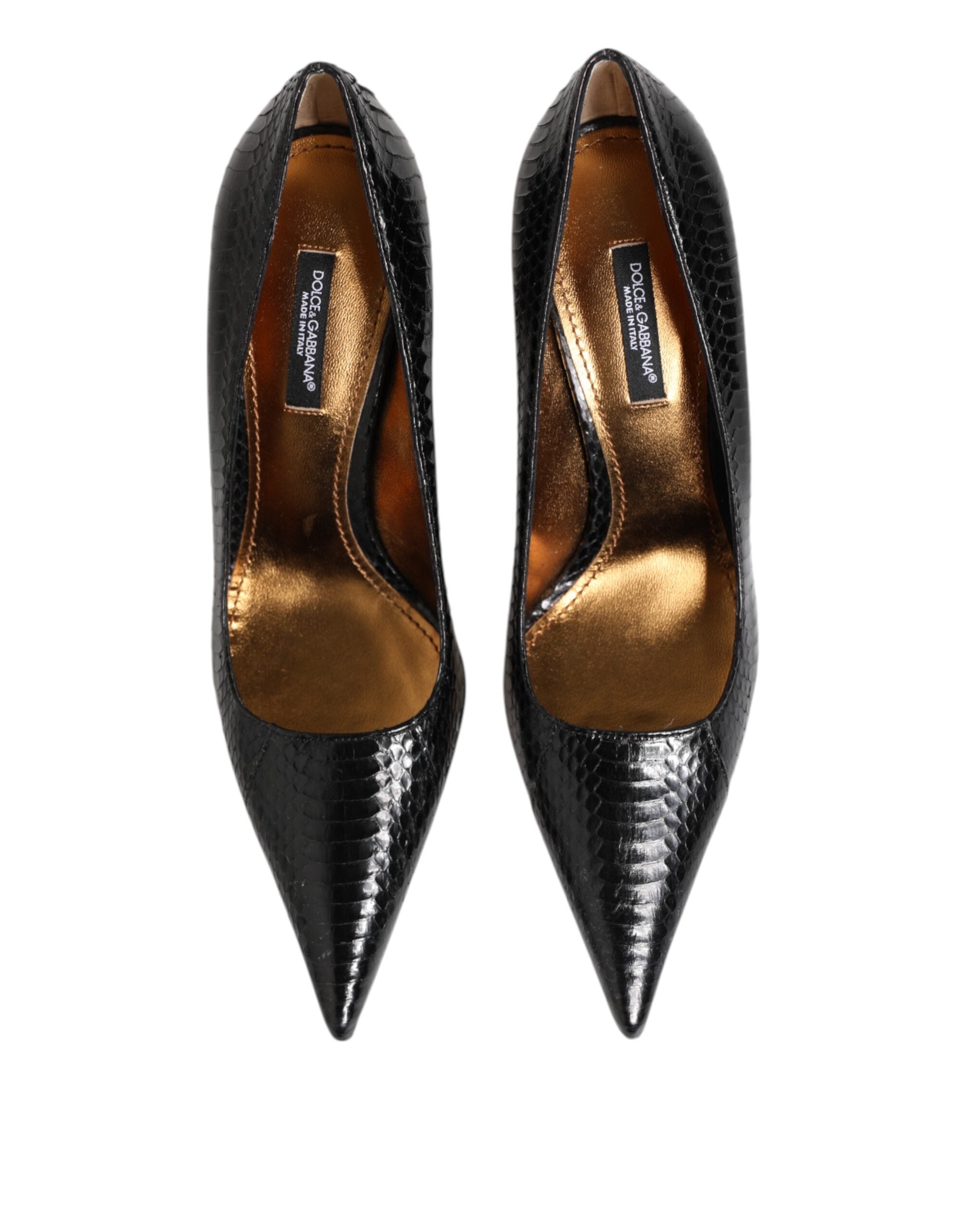 Dolce & Gabbana Python Leather Stiletto Pump — Black, view 2