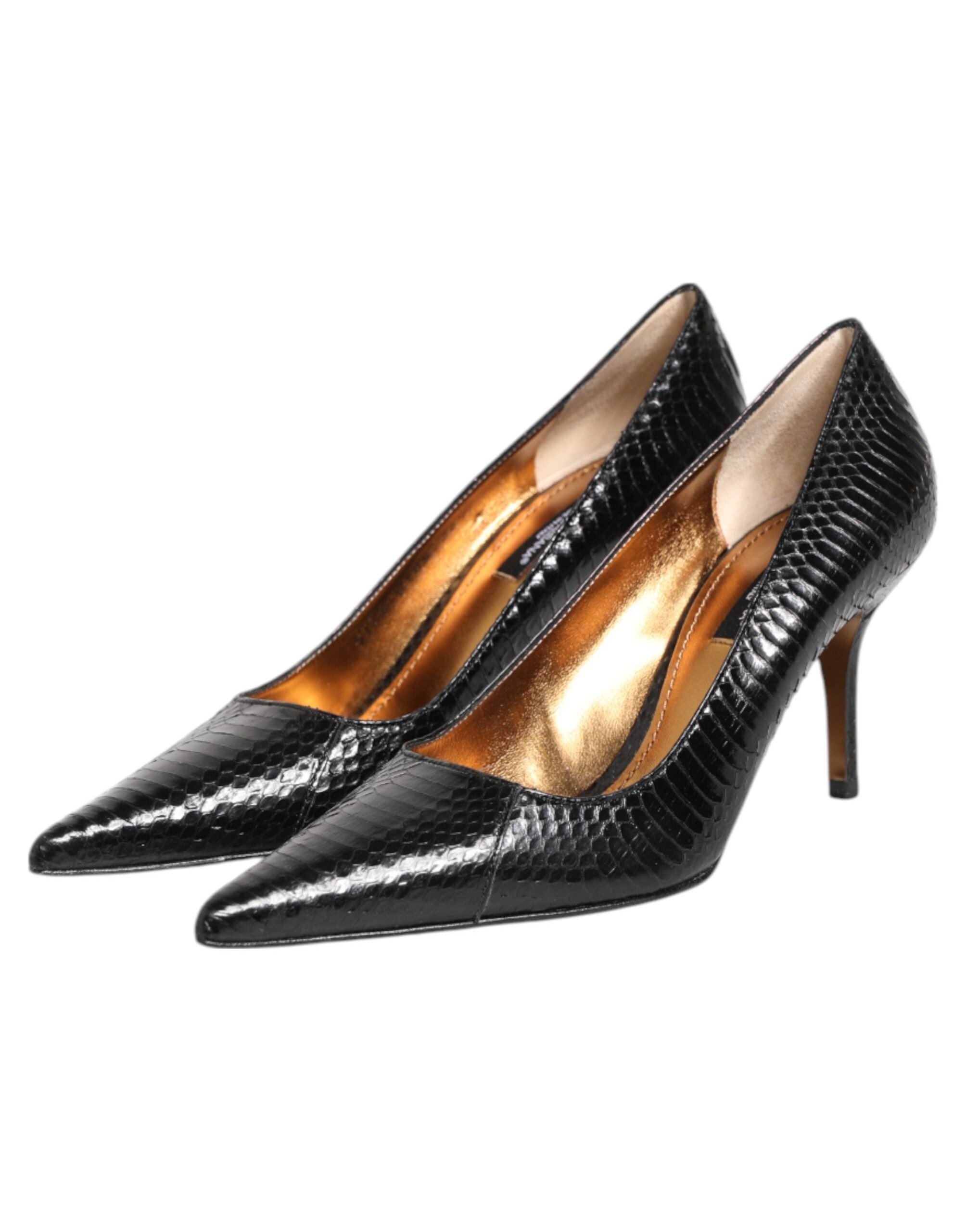 Dolce & Gabbana Python Leather Stiletto Pump — Black, view 3