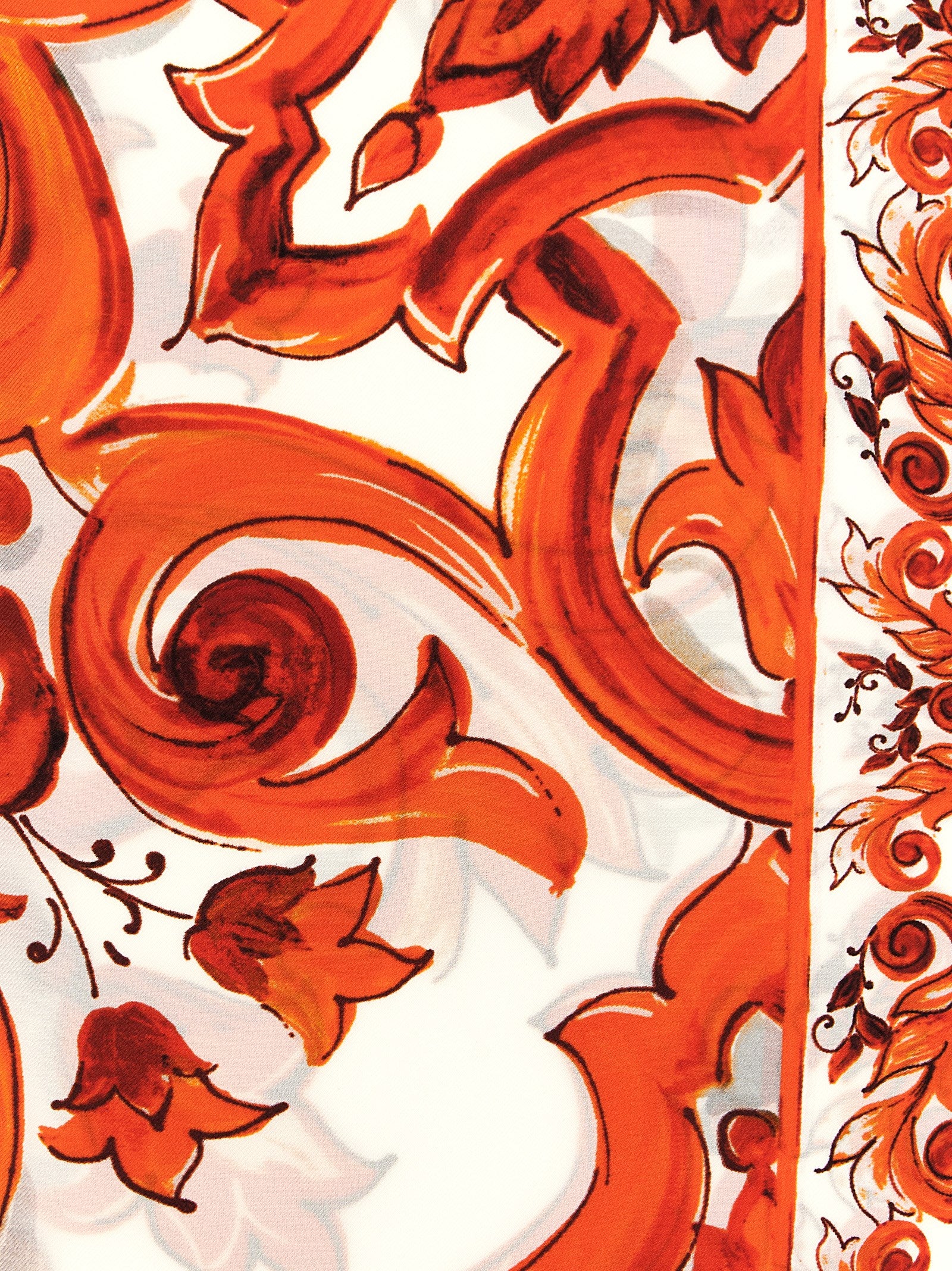 Dolce & Gabbana Maiolica-Print Silk Scarf — Orange, view 3