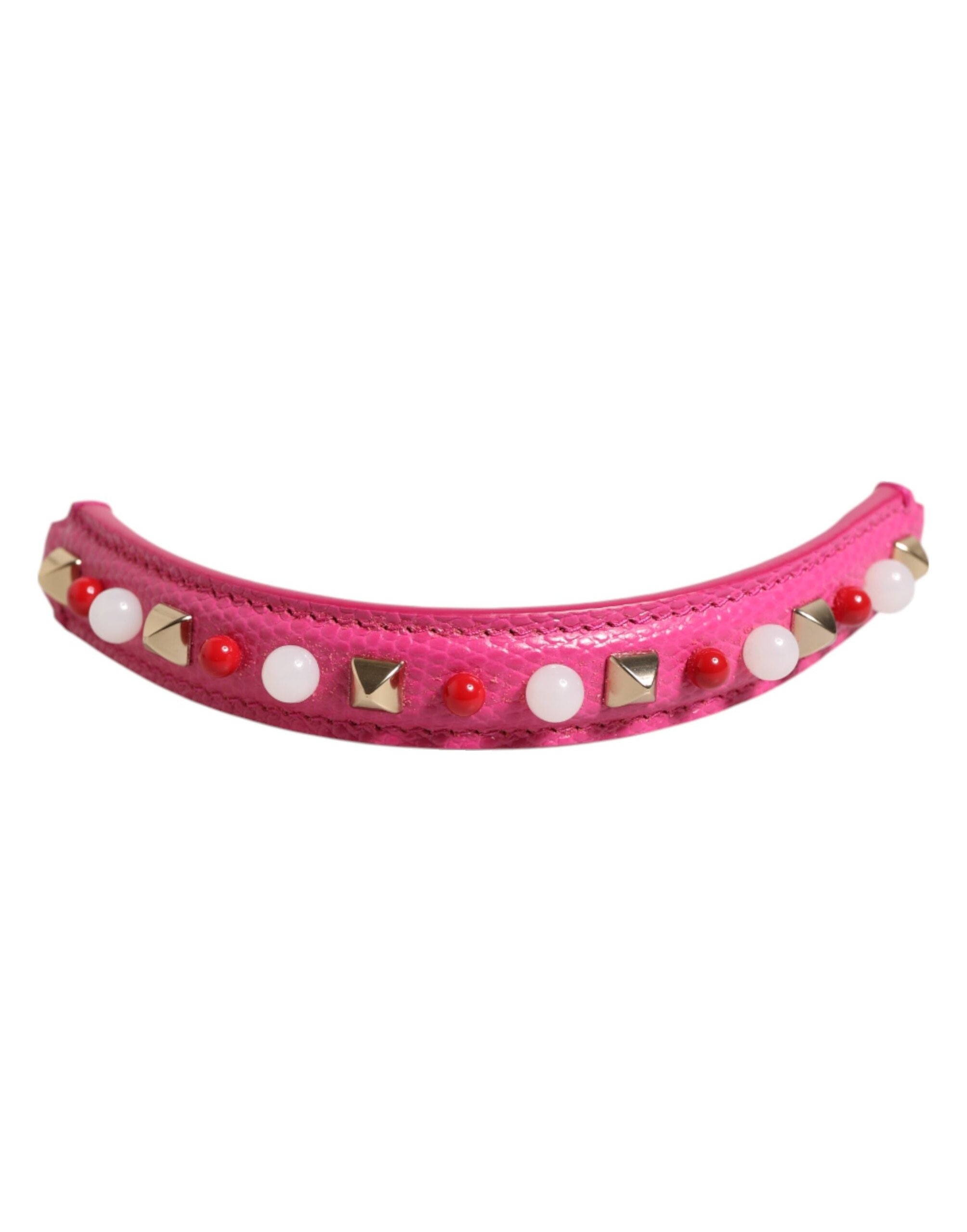 Dolce & Gabbana Embellished Leather Shoulder Bag Strap — Pink, view 2