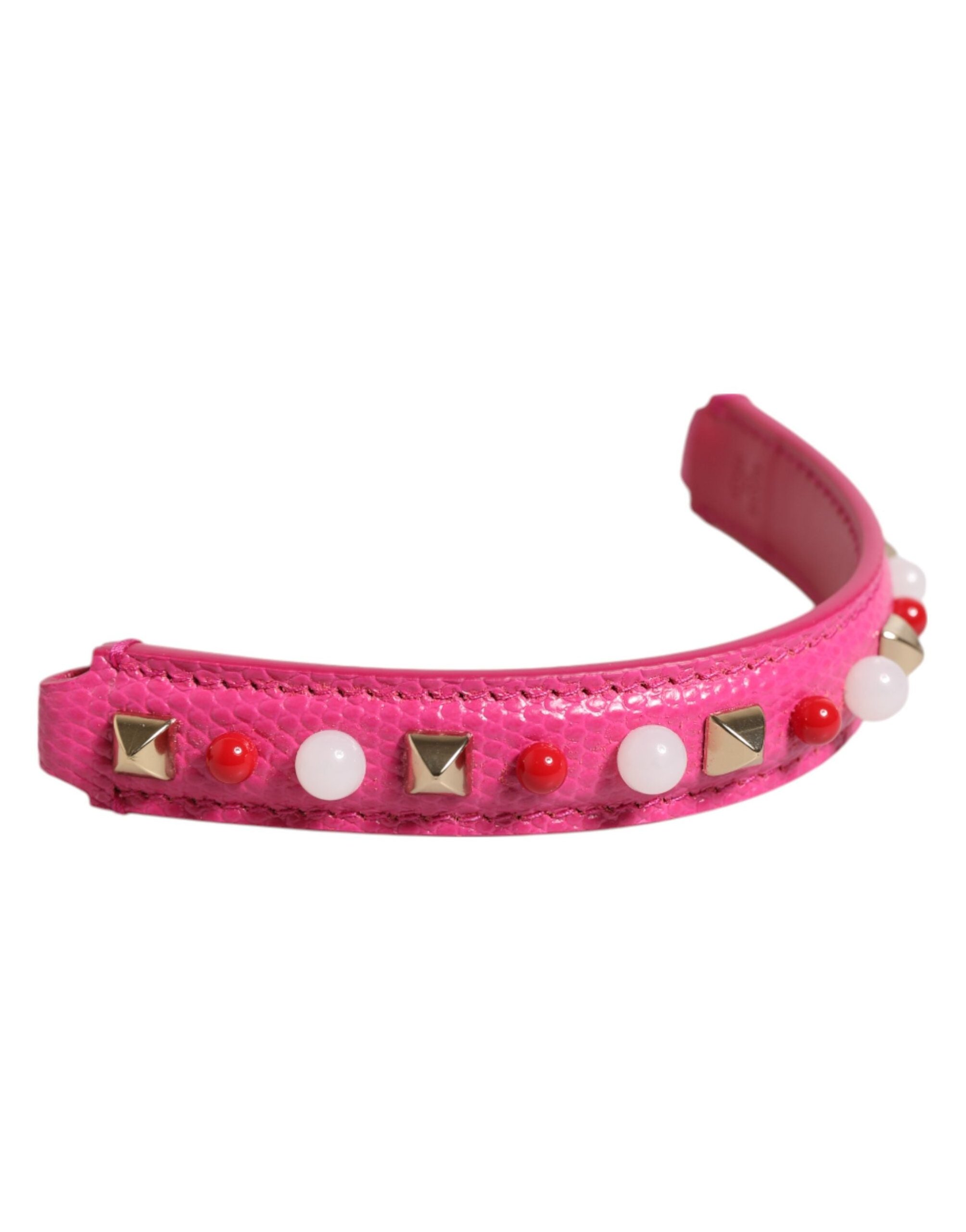 Dolce & Gabbana Embellished Leather Shoulder Bag Strap — Pink, view 4