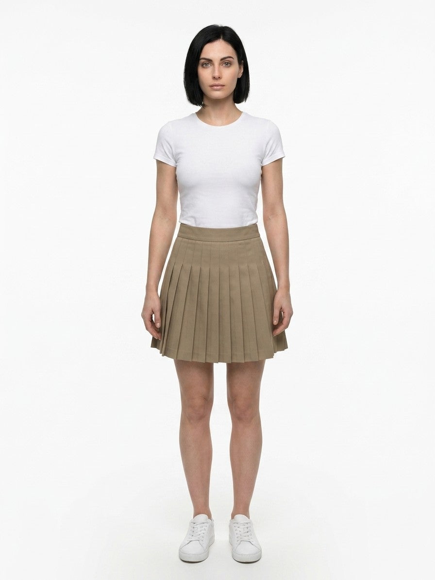 Dolce & Gabbana Pleated Cotton Skirt — Beige by Dolce Gabbana
