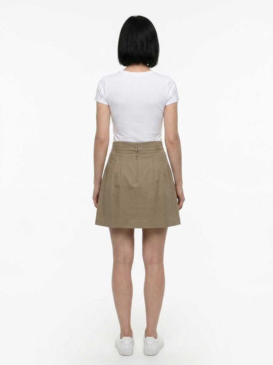 Dolce & Gabbana Pleated Cotton Skirt — Beige, view 2