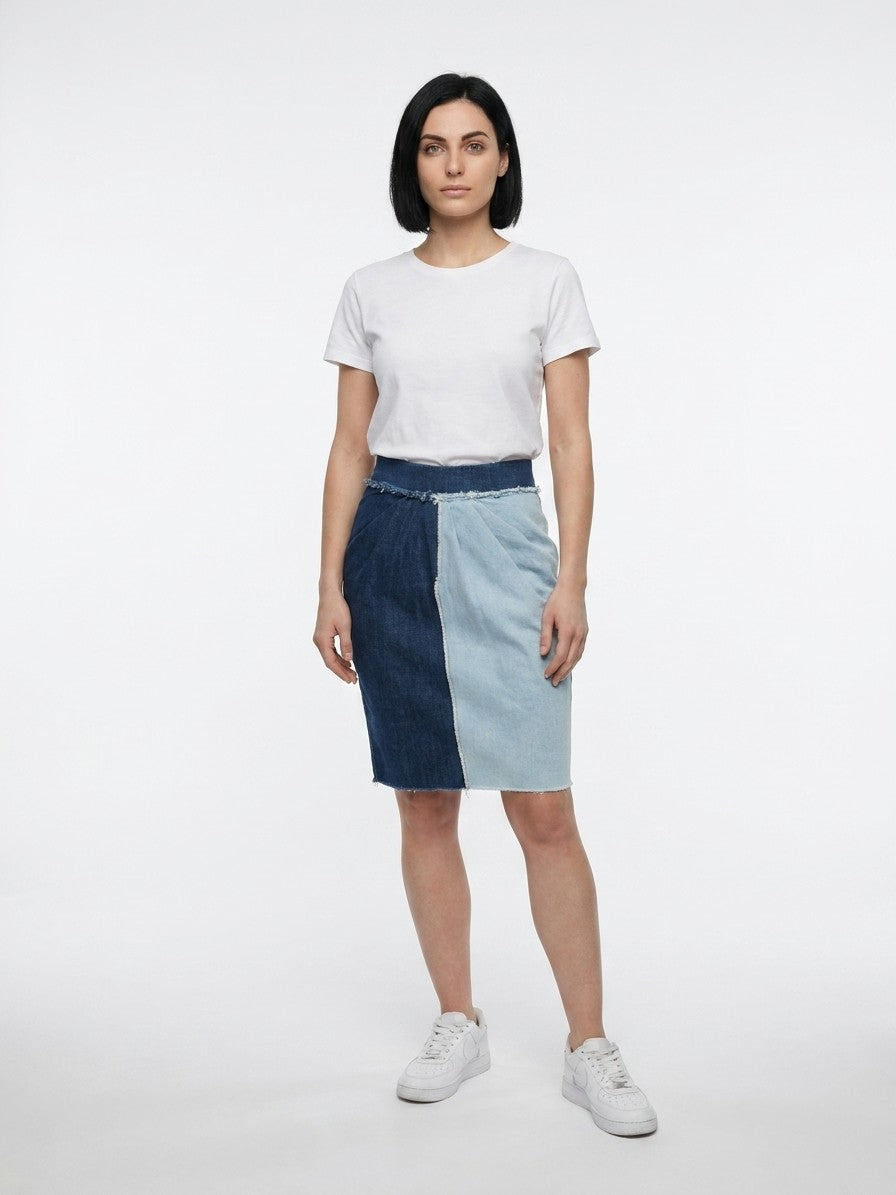 Dolce & Gabbana Colorblock Denim Skirt — Blue by Dolce Gabbana