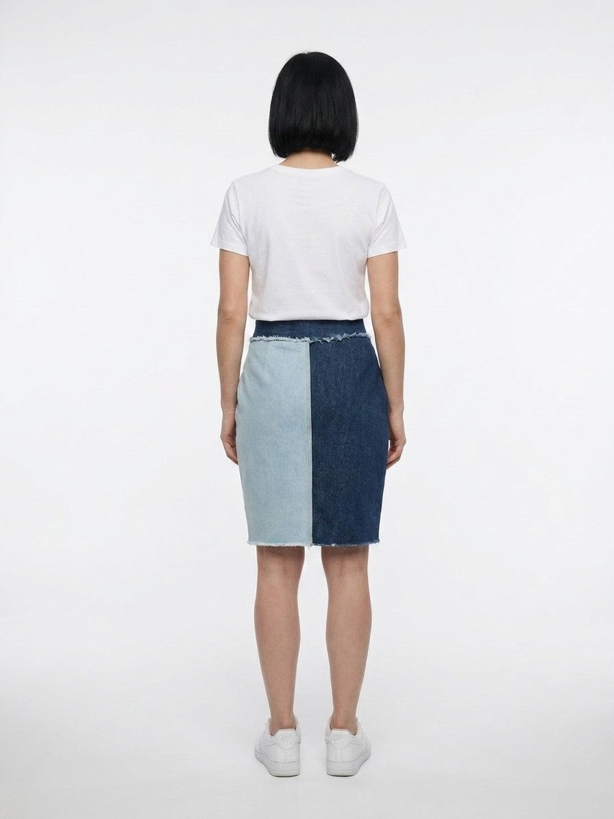 Dolce & Gabbana Colorblock Denim Skirt — Blue, view 2