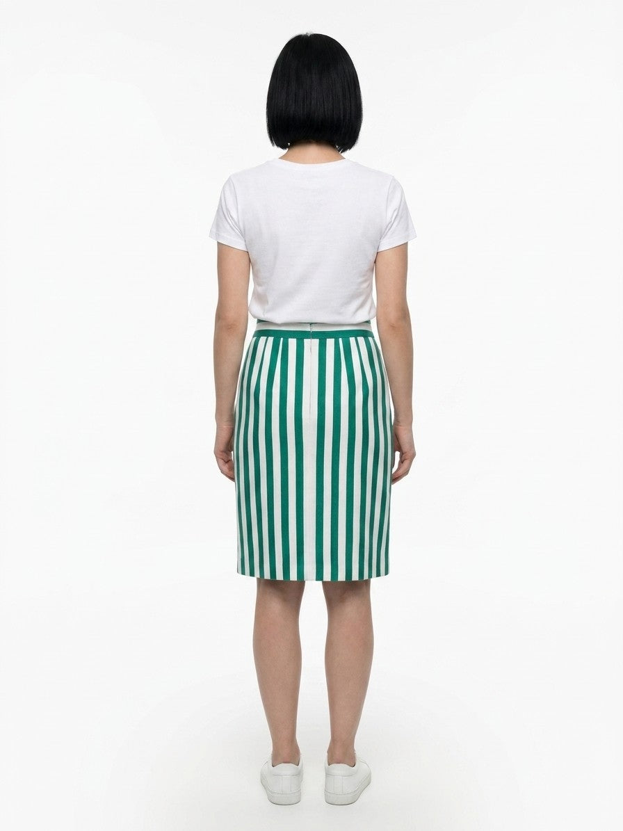 Dolce & Gabbana Striped Cotton Skirt — Green, view 2