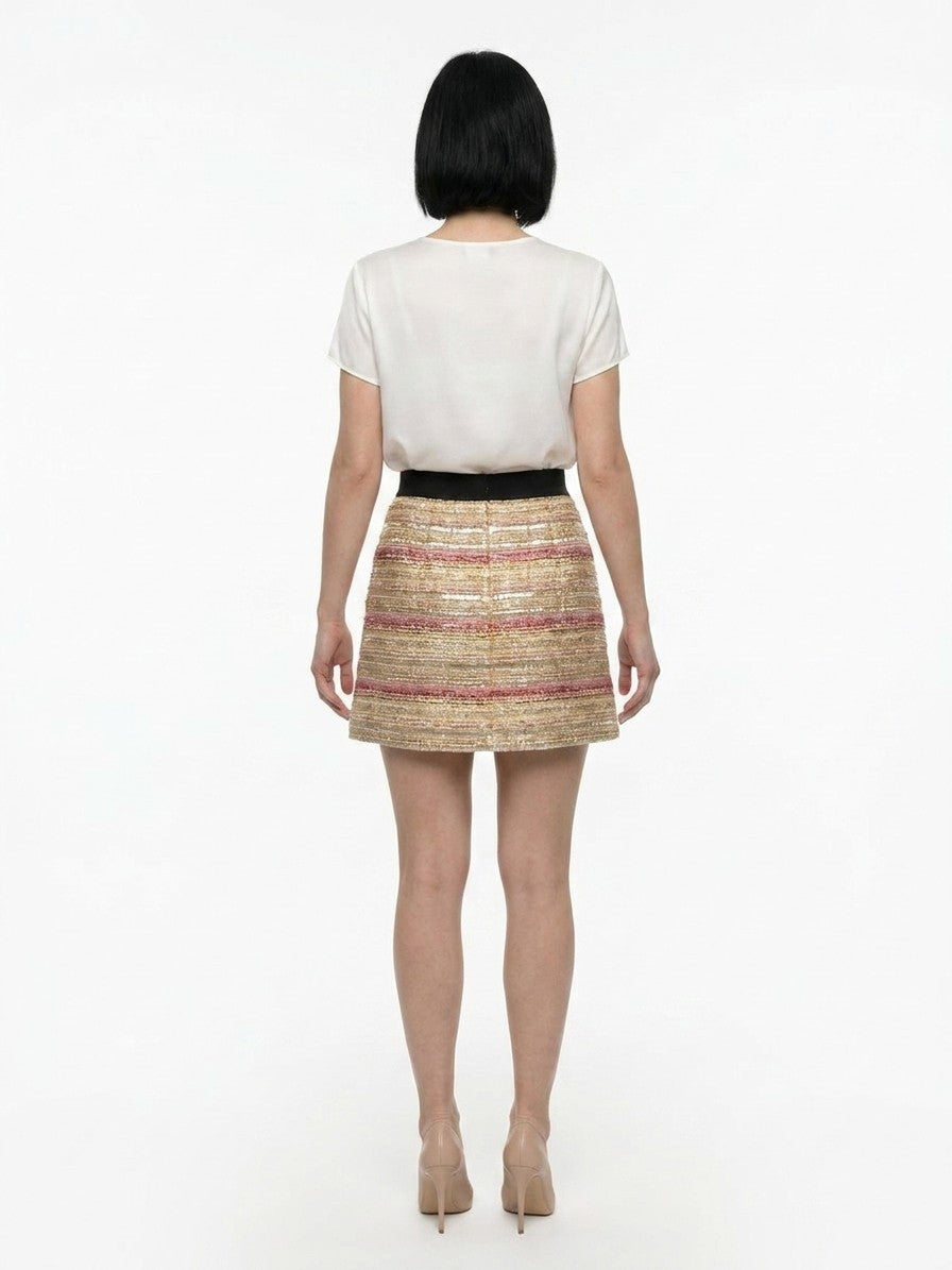 Dolce & Gabbana Acetate Jacquard with Gold Buttons Skirt — Multicolor, view 2