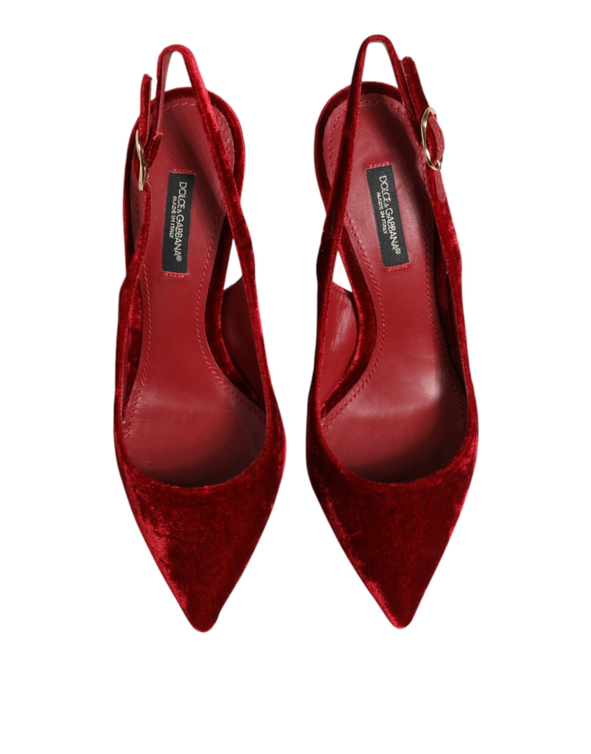 Dolce & Gabbana Velvet Slingback Heel — Red, view 2