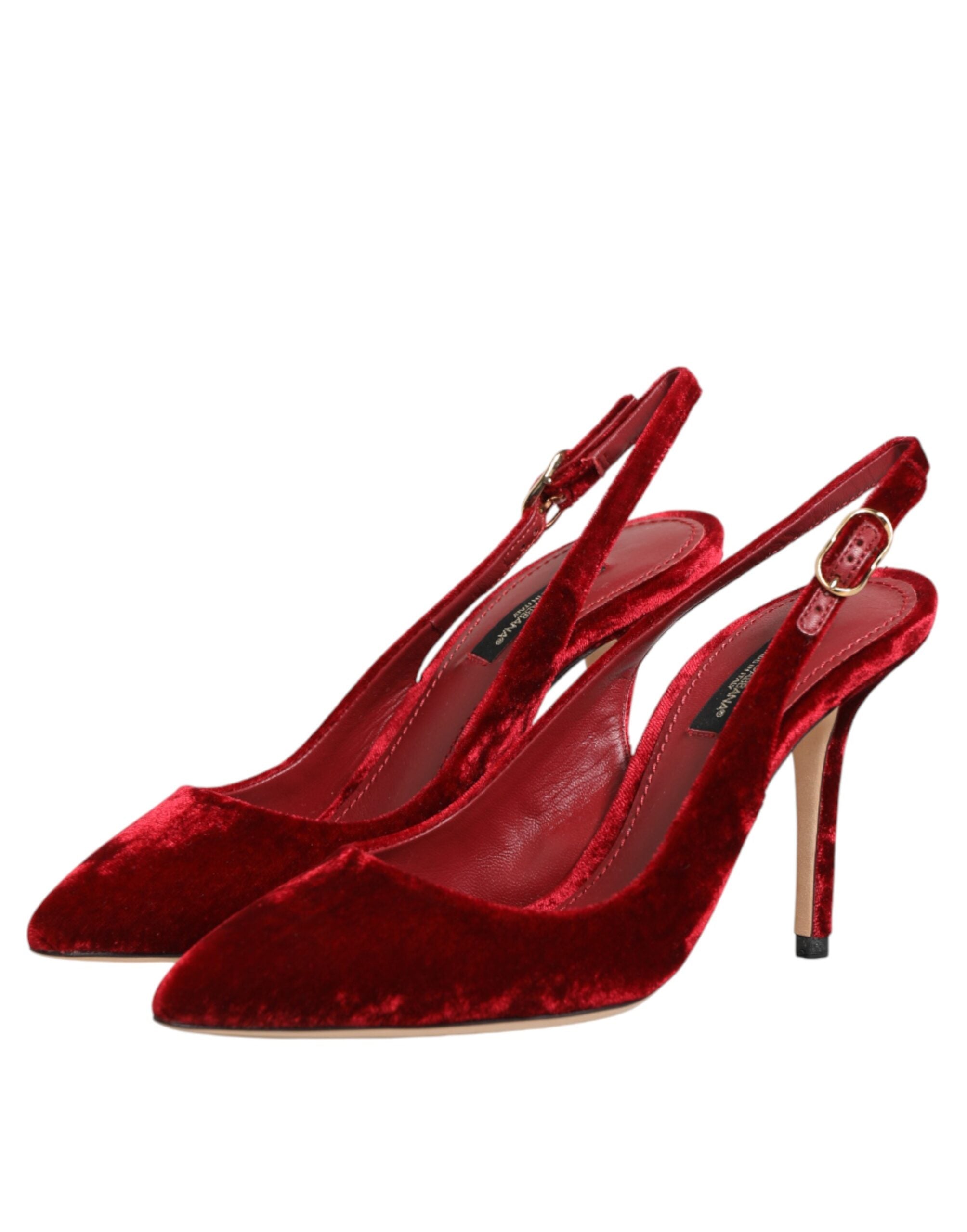Dolce & Gabbana Velvet Slingback Heel — Red, view 3