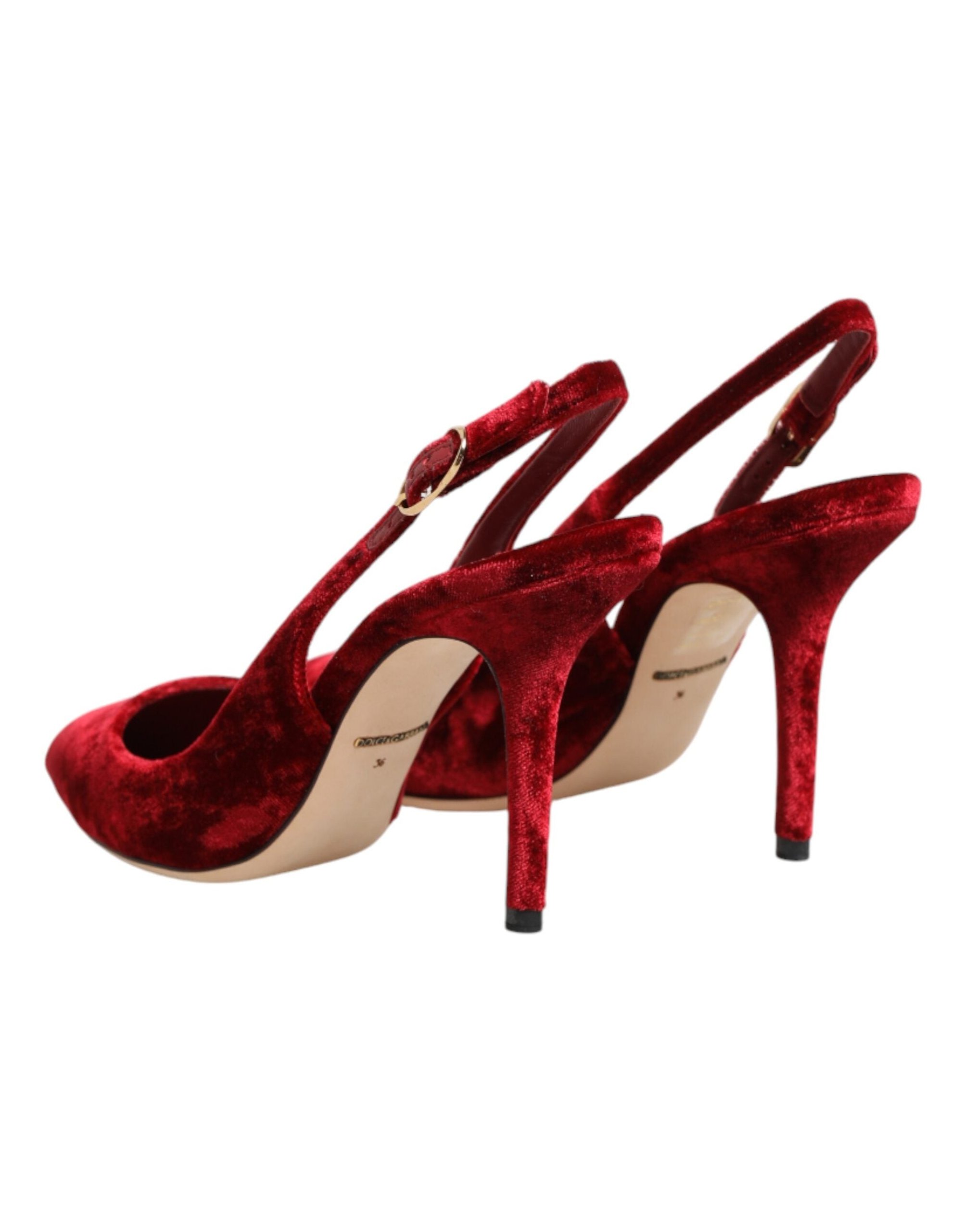 Dolce & Gabbana Velvet Slingback Heel — Red, view 4