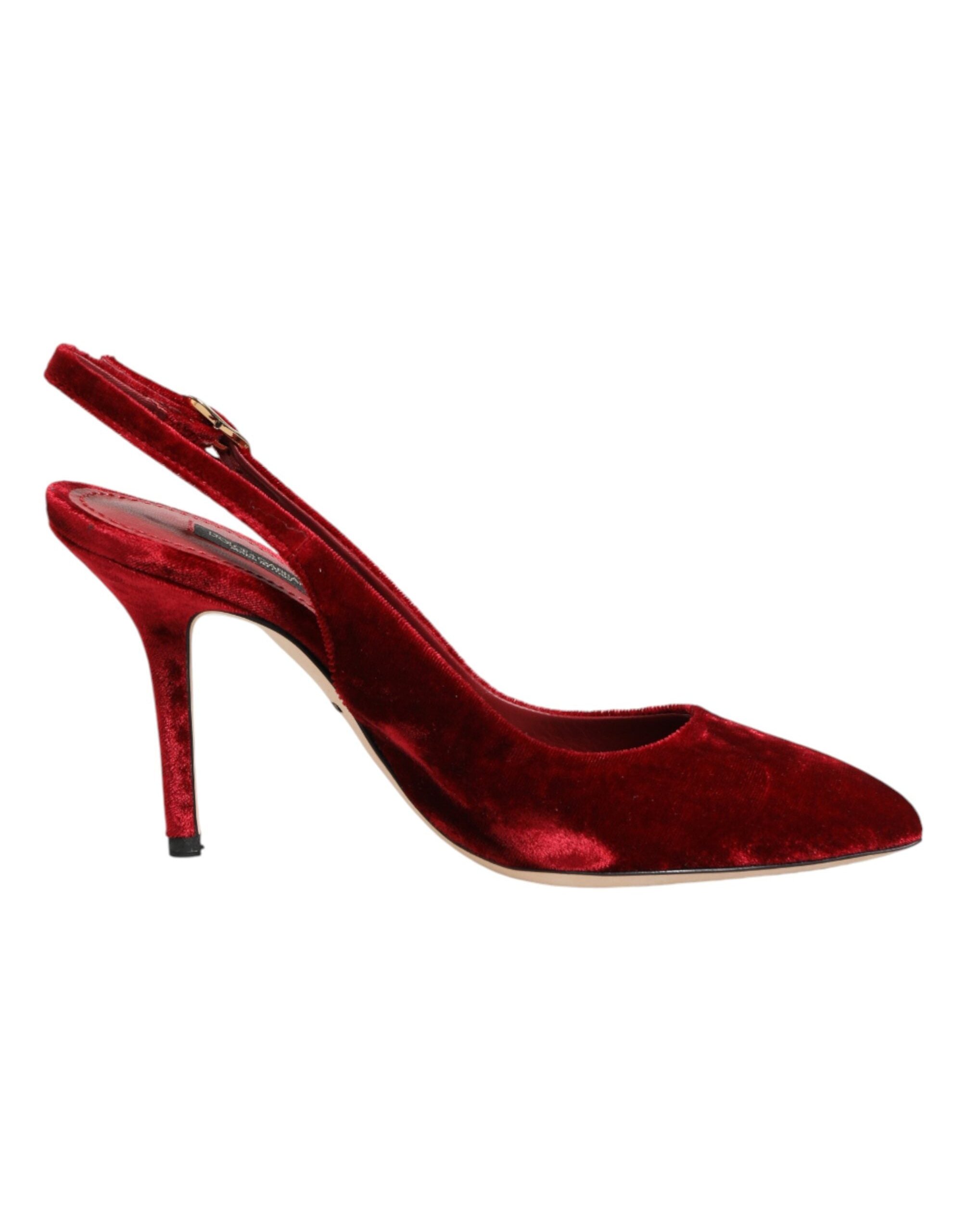 Dolce & Gabbana Velvet Slingback Heel — Red, view 7