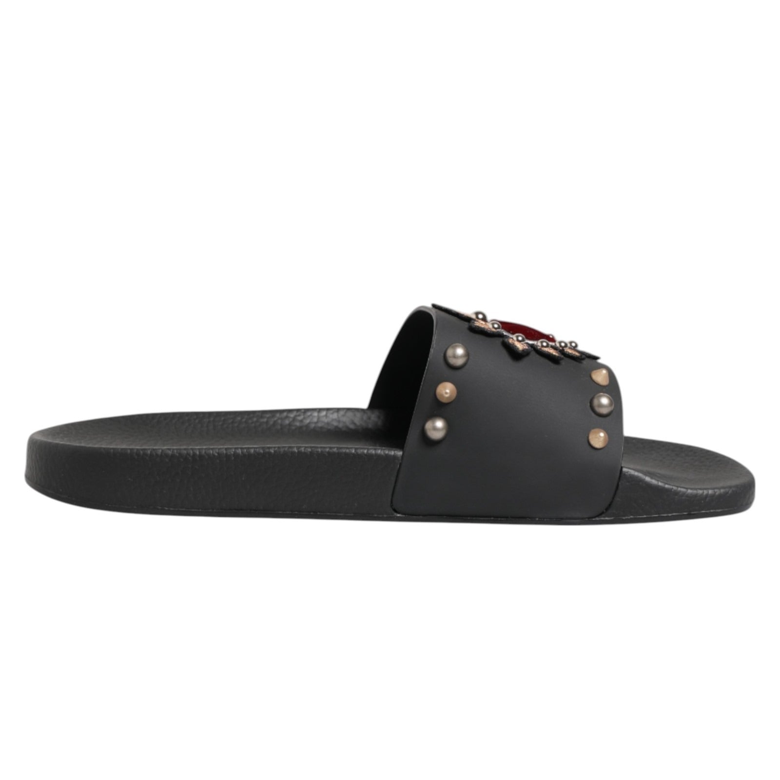 Dolce & Gabbana Sacred Heart Patch Slipper — Black by Dolce Gabbana