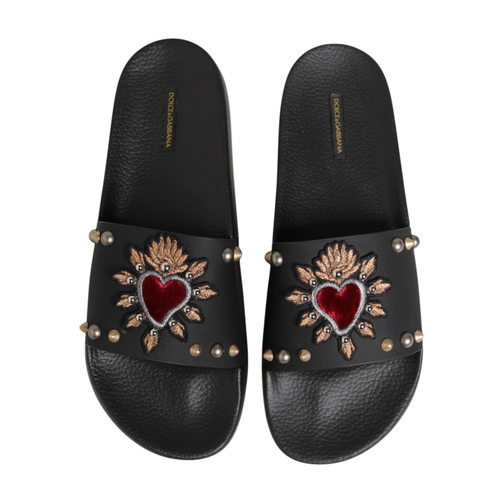 Dolce & Gabbana Sacred Heart Patch Slipper — Black, view 3