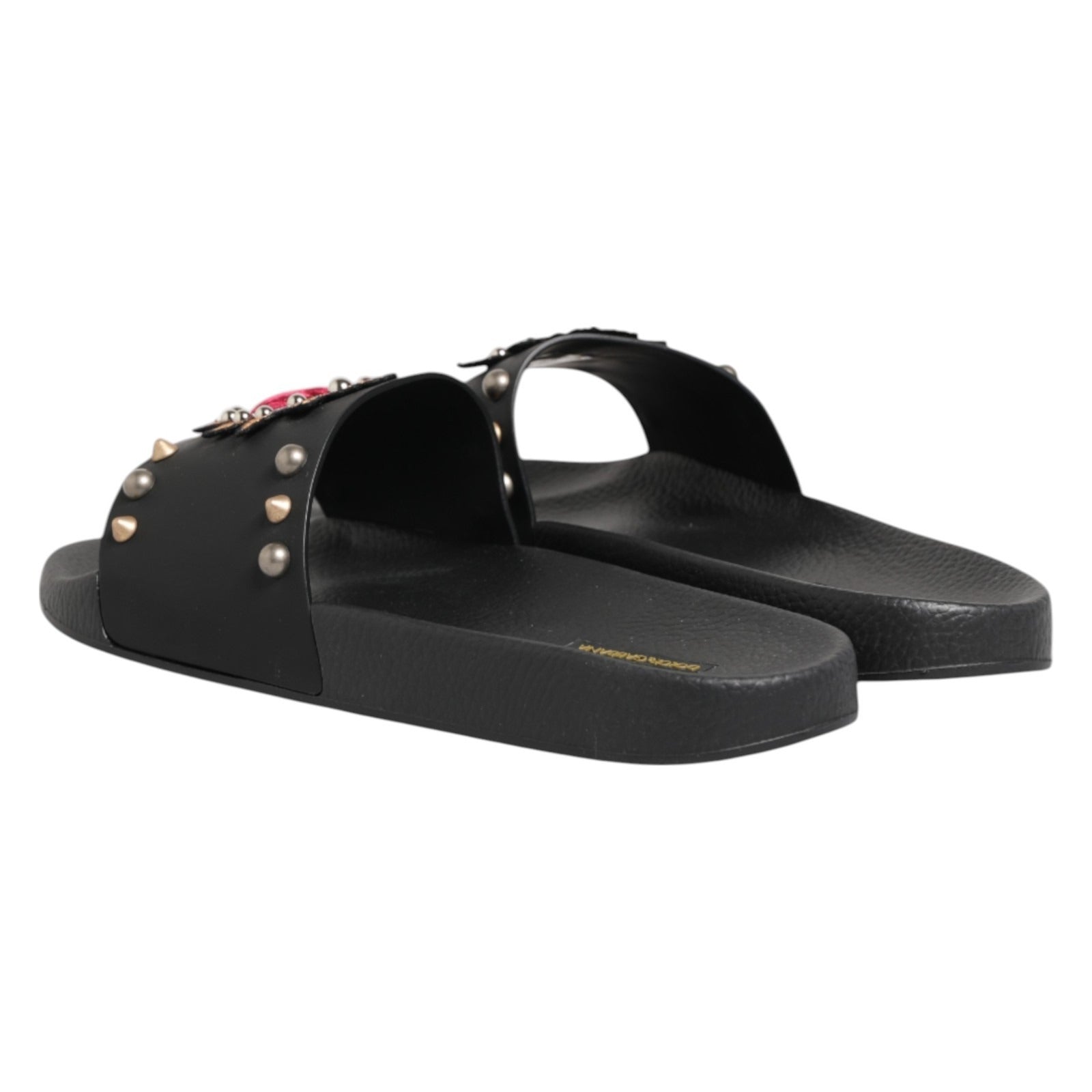 Dolce & Gabbana Sacred Heart Patch Slipper — Black, view 4