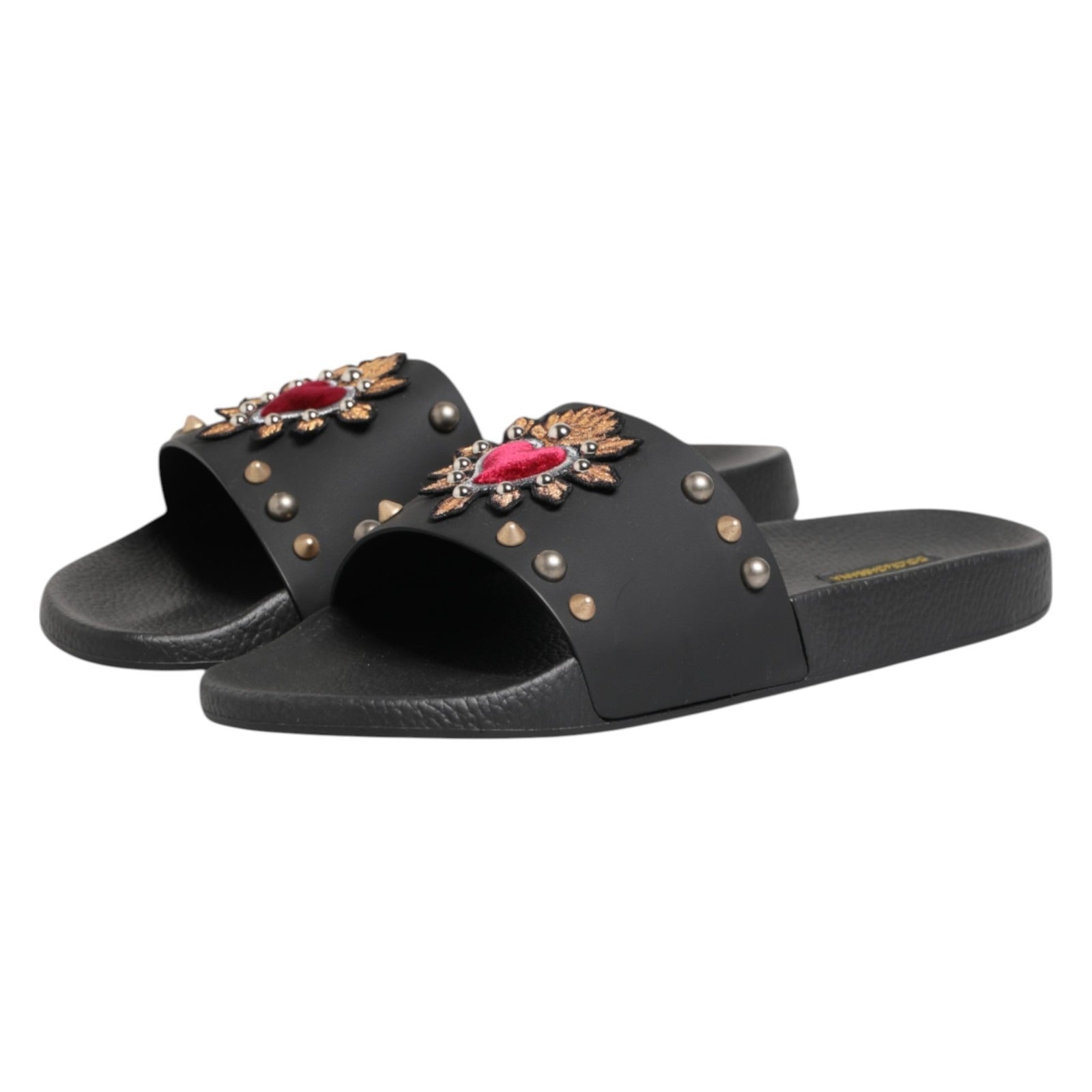 Dolce & Gabbana Sacred Heart Patch Slipper — Black, view 5