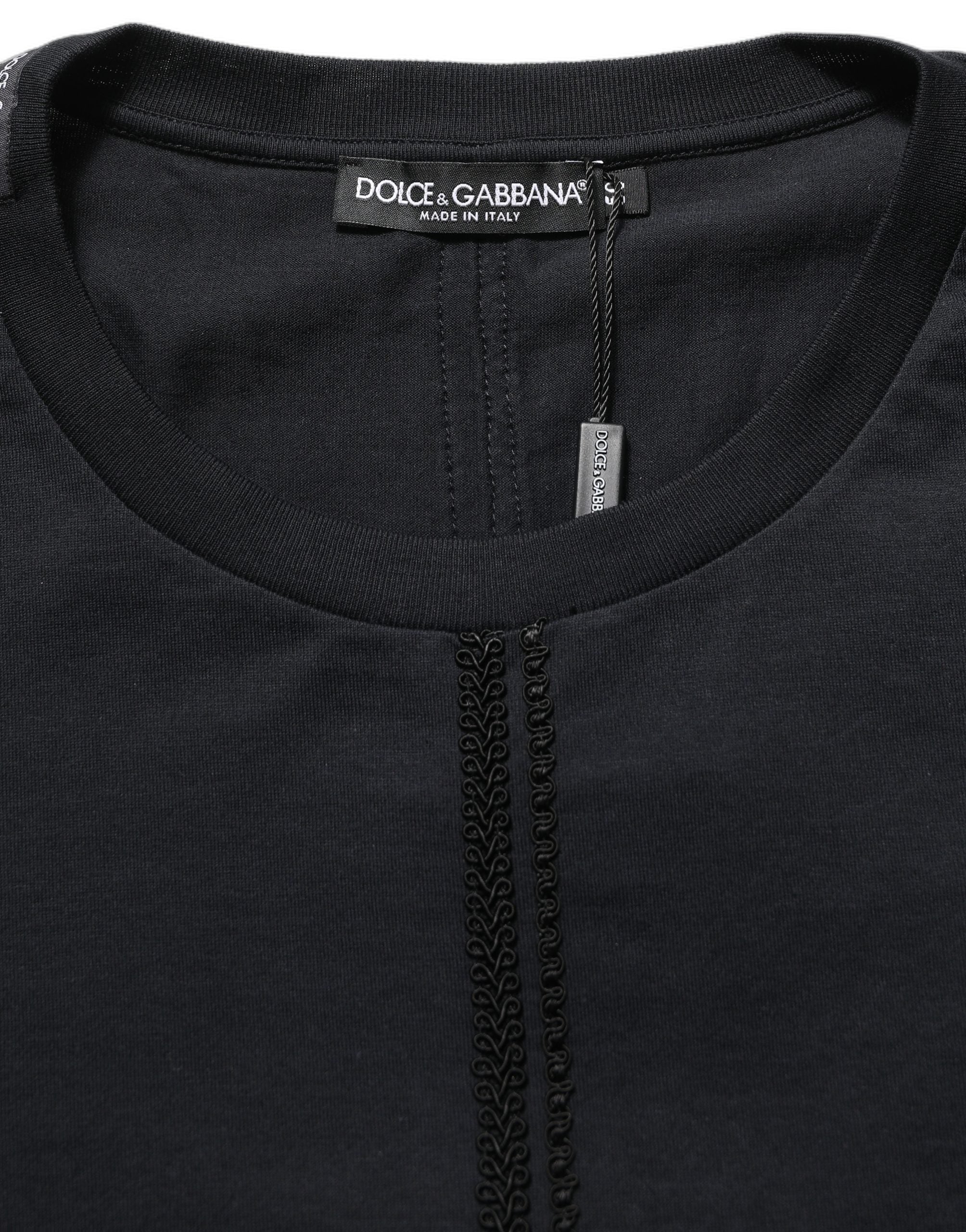 Dolce & Gabbana Cotton Round Neck Sweater — Black by Dolce Gabbana