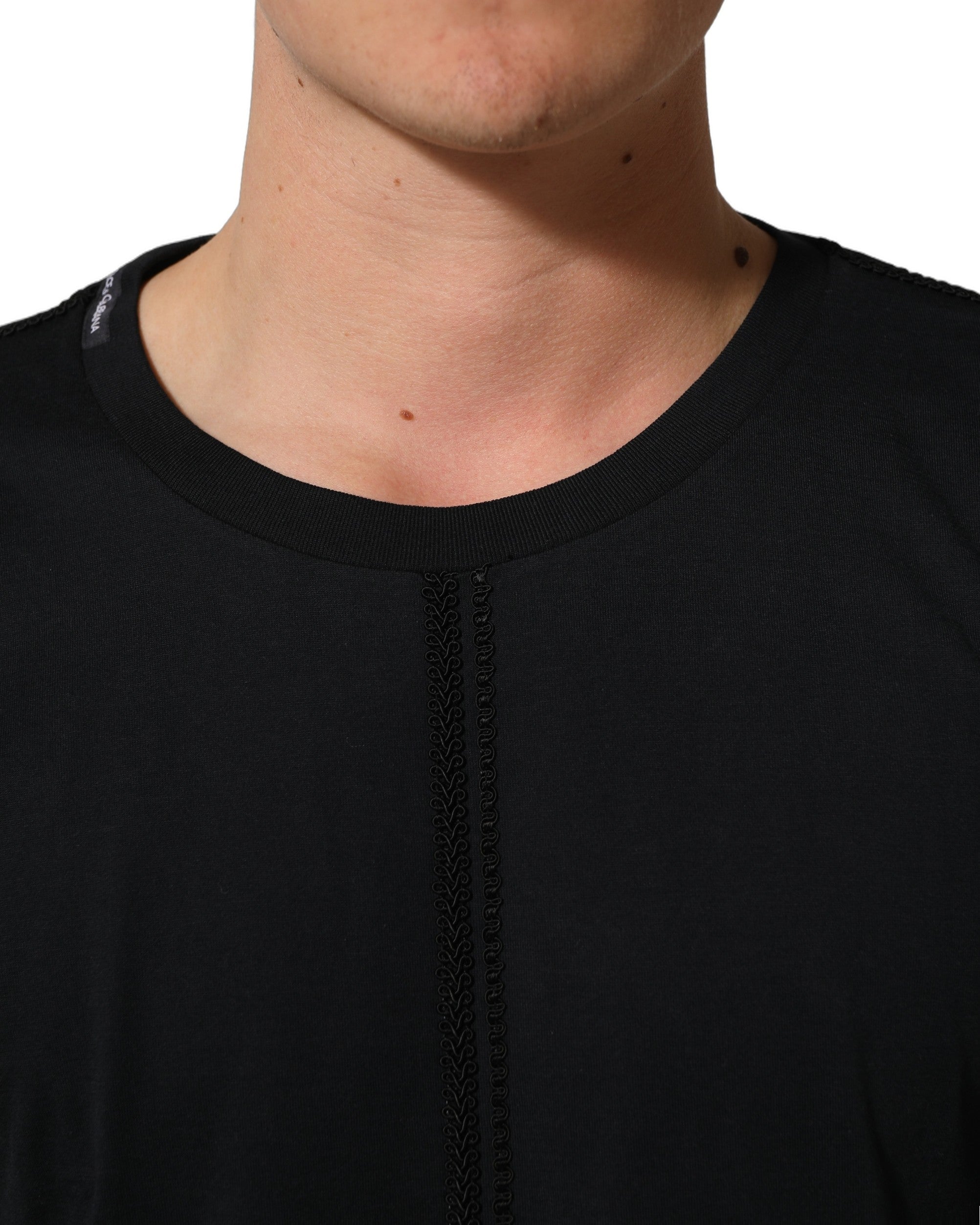 Dolce & Gabbana Cotton Round Neck Sweater — Black, view 2