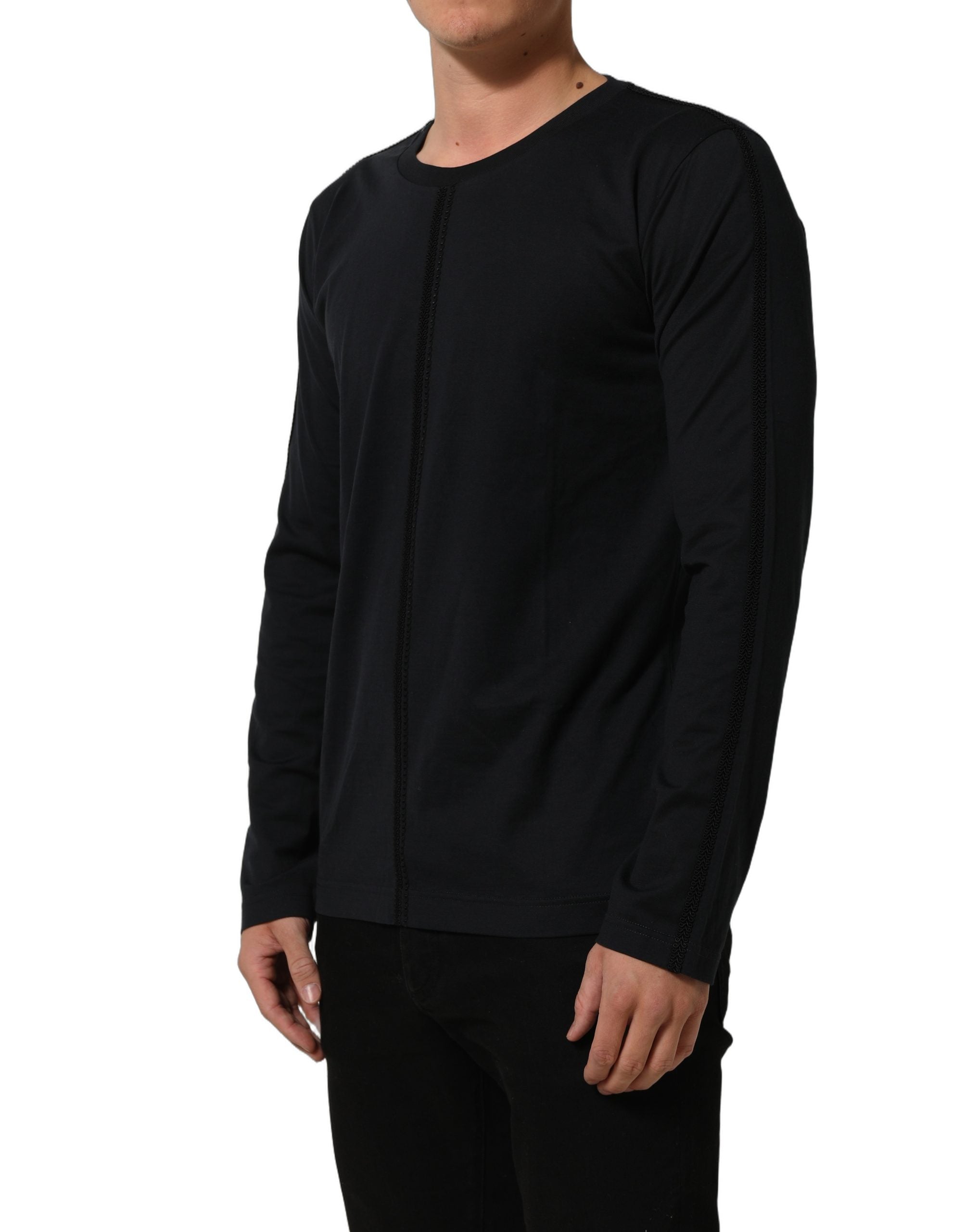 Dolce & Gabbana Cotton Round Neck Sweater — Black, view 5