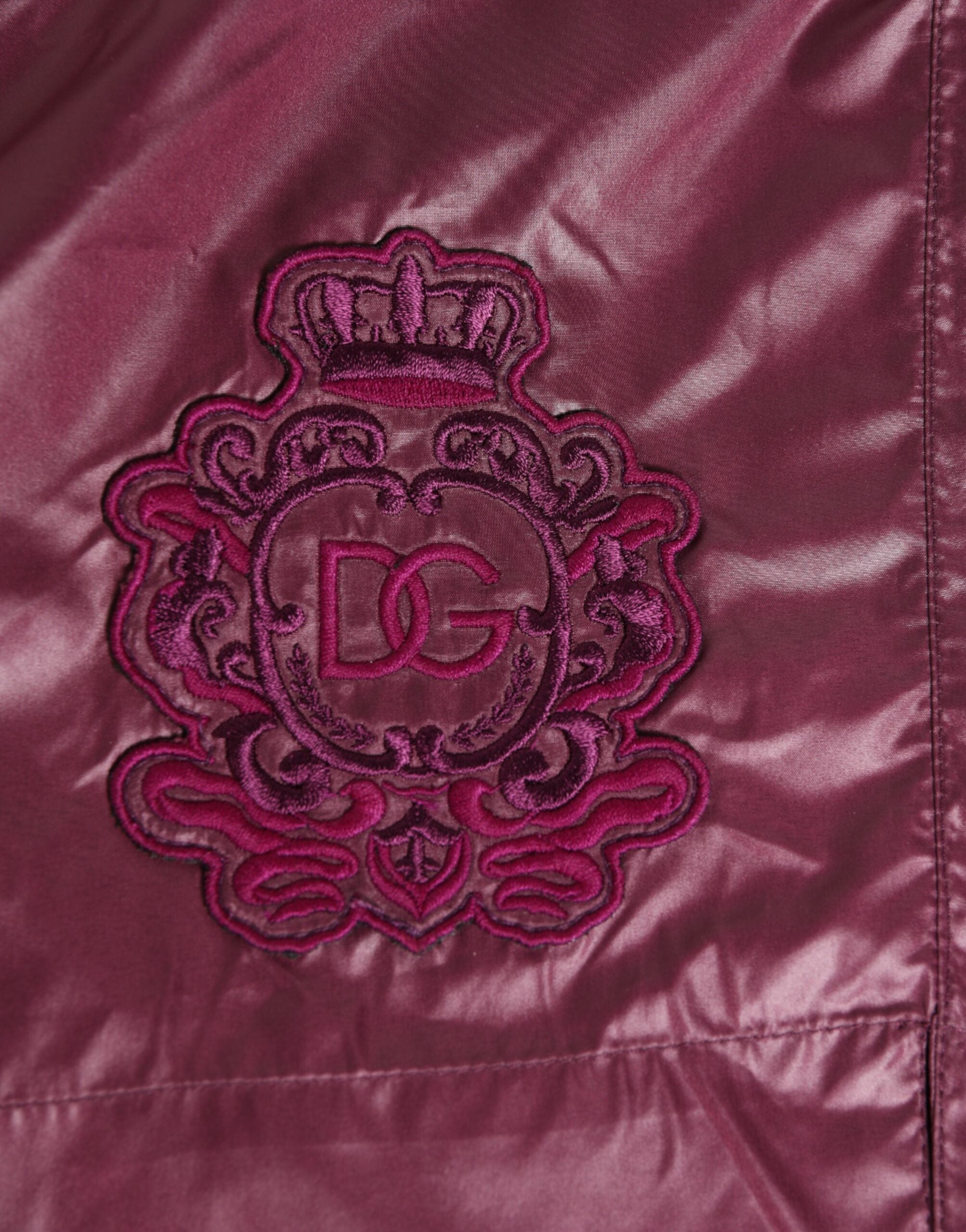 Dolce & Gabbana Logo-Embroidered Crest Swim Shorts — Burgundy, view 3