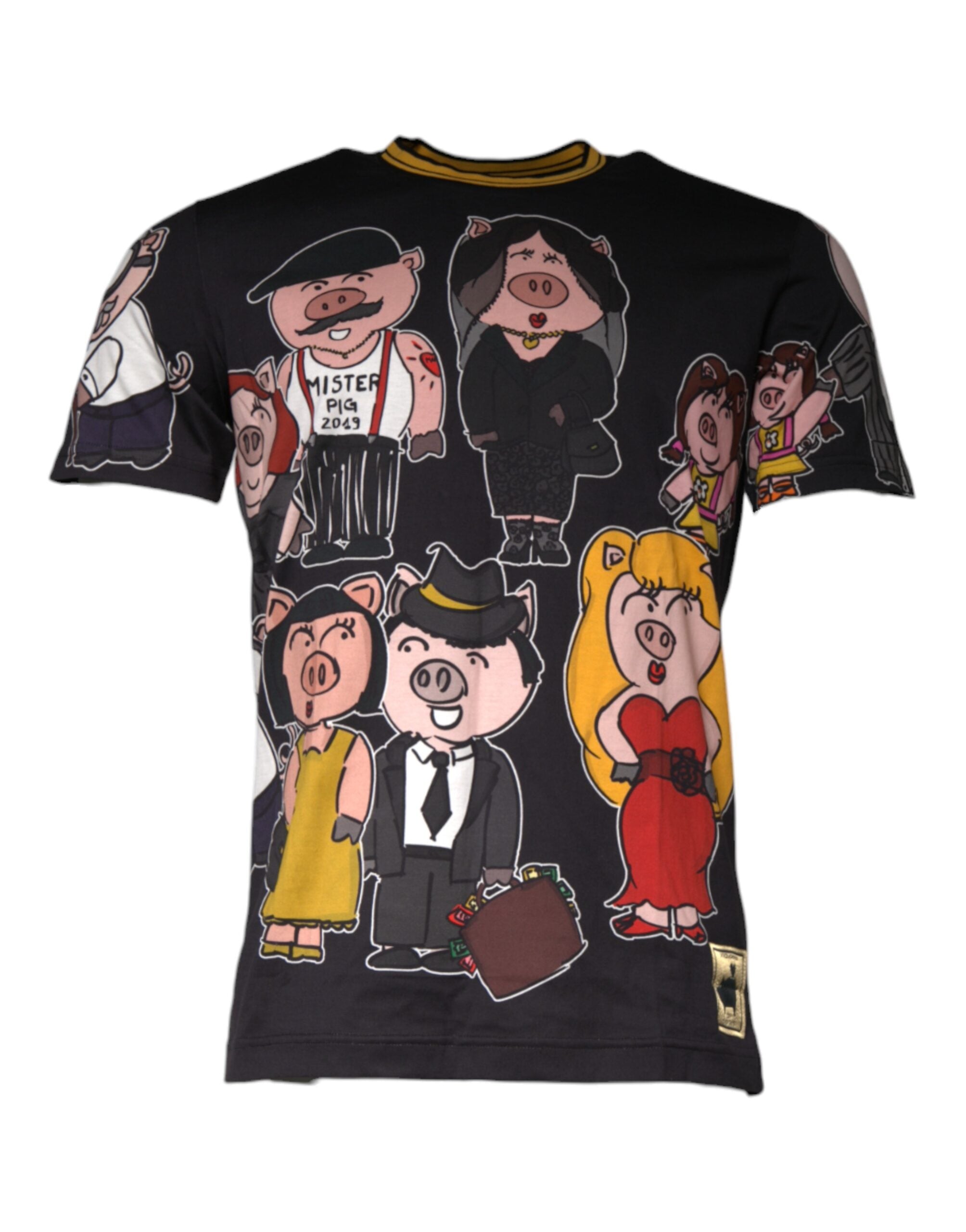 Dolce & Gabbana Pig Family Print T-Shirt — Black by Dolce Gabbana