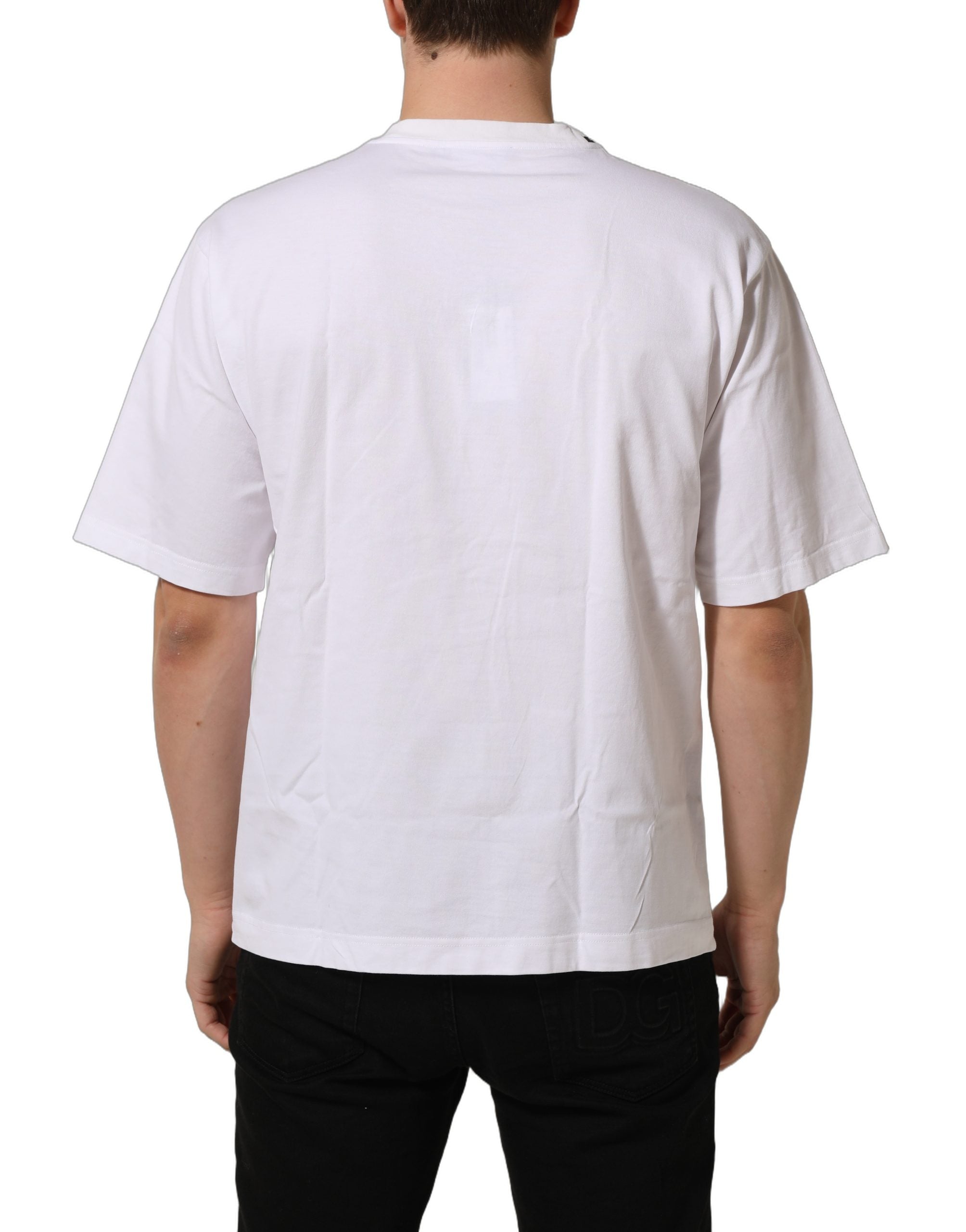 Dolce & Gabbana Metal Logo Plaque T-Shirt — White, view 6