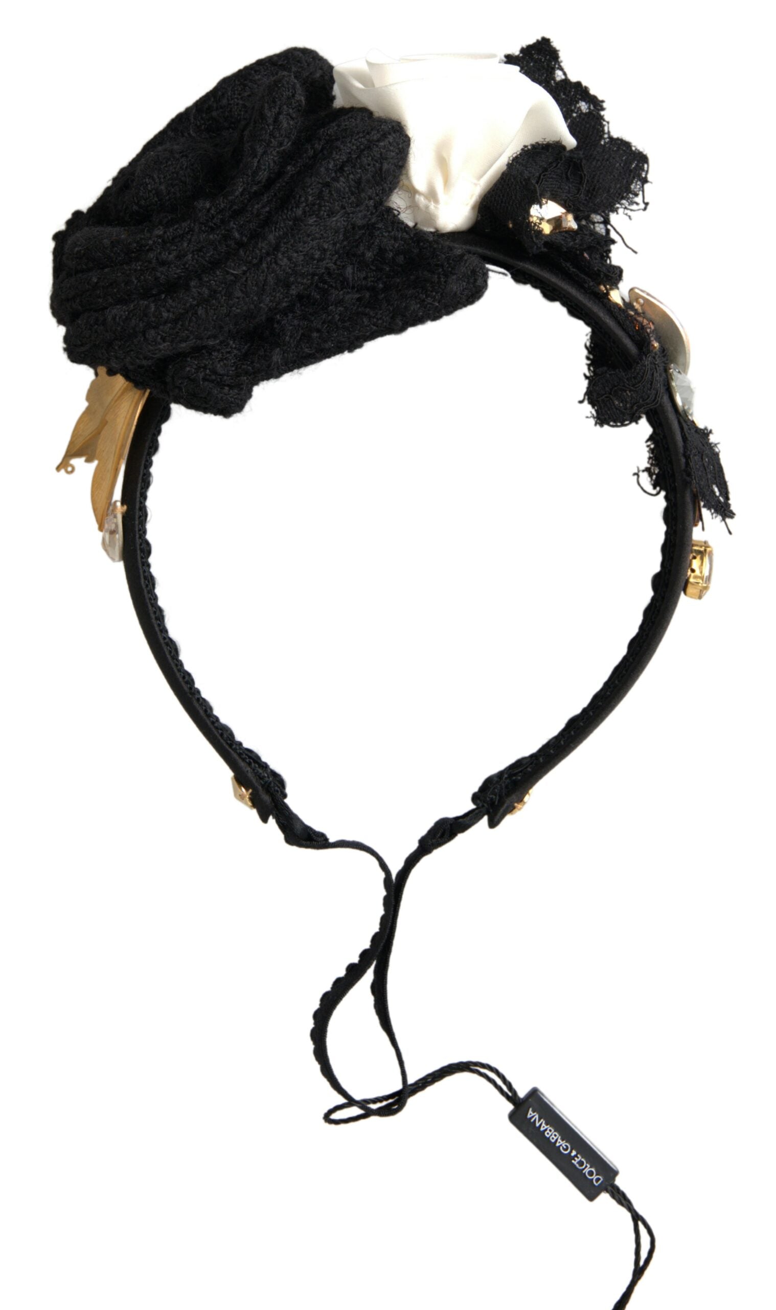 Dolce & Gabbana Crystal-Embellished Silk Tiara — Black, view 5