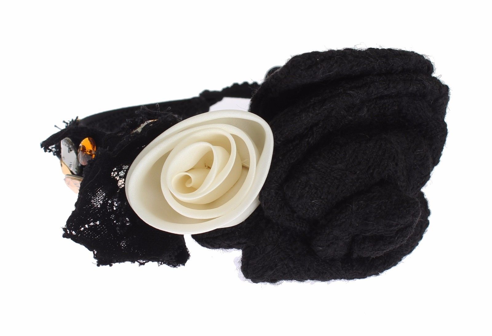 Dolce & Gabbana Crystal-Embellished Silk Tiara — Black, view 7