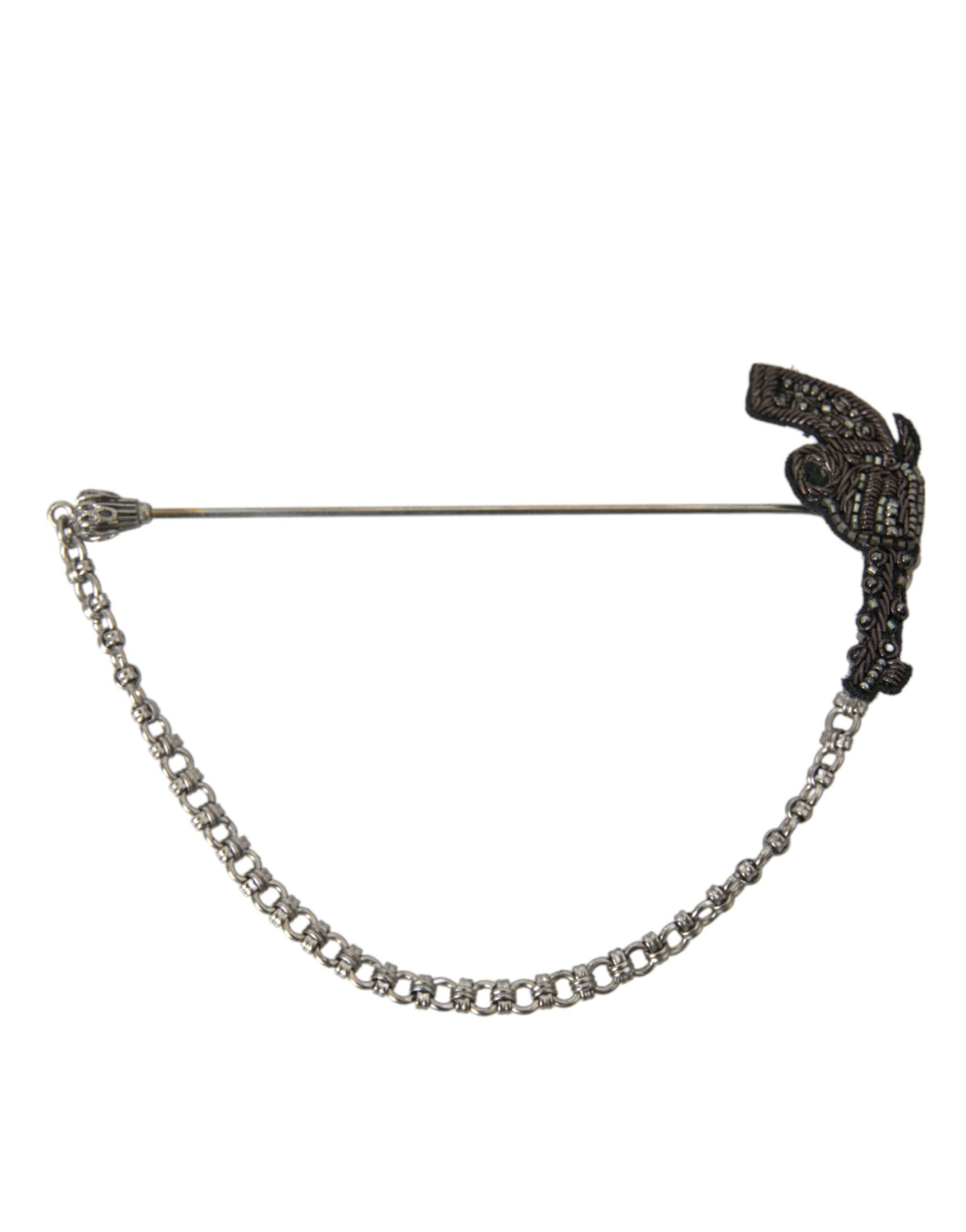Dolce & Gabbana Revolver Gun Brass & Copper Tie Clip — Black by Dolce & Gabbana