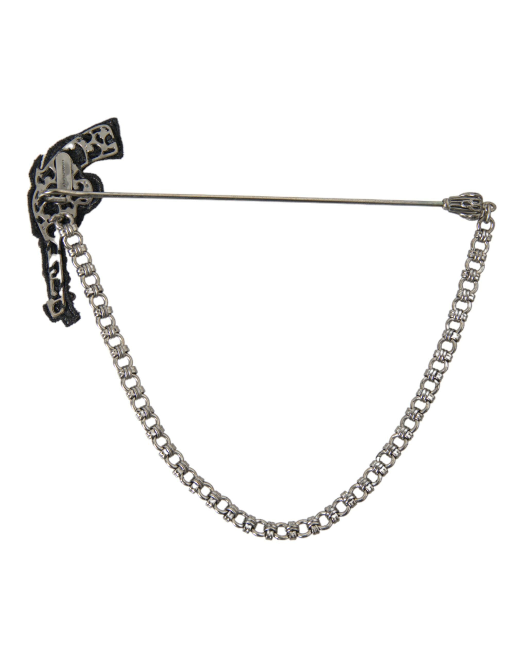 Dolce & Gabbana Revolver Gun Brass & Copper Tie Clip — Black, view 2