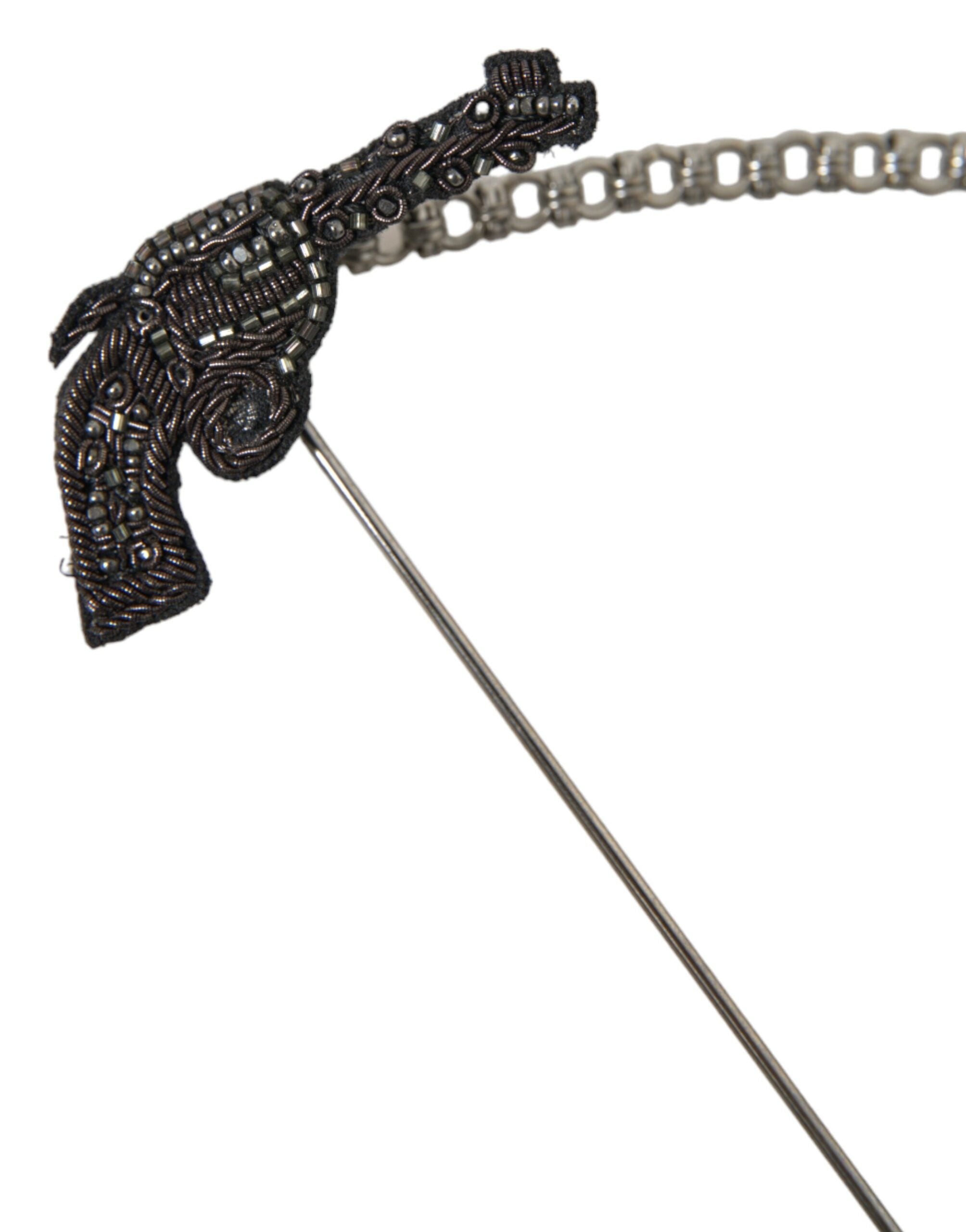 Dolce & Gabbana Revolver Gun Brass & Copper Tie Clip — Black, view 4
