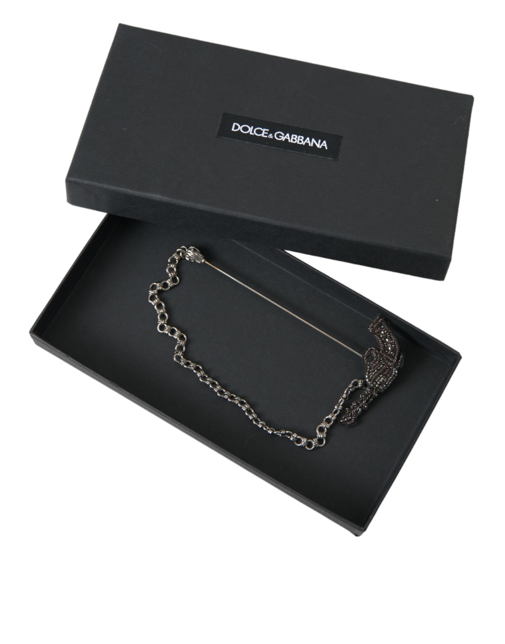 Dolce & Gabbana Revolver Gun Brass & Copper Tie Clip — Black, view 6