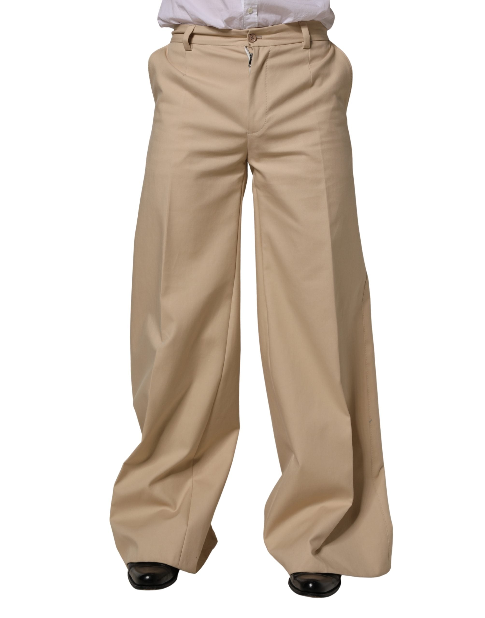 Dolce & Gabbana Cotton Formal Trousers — Beige, view 3