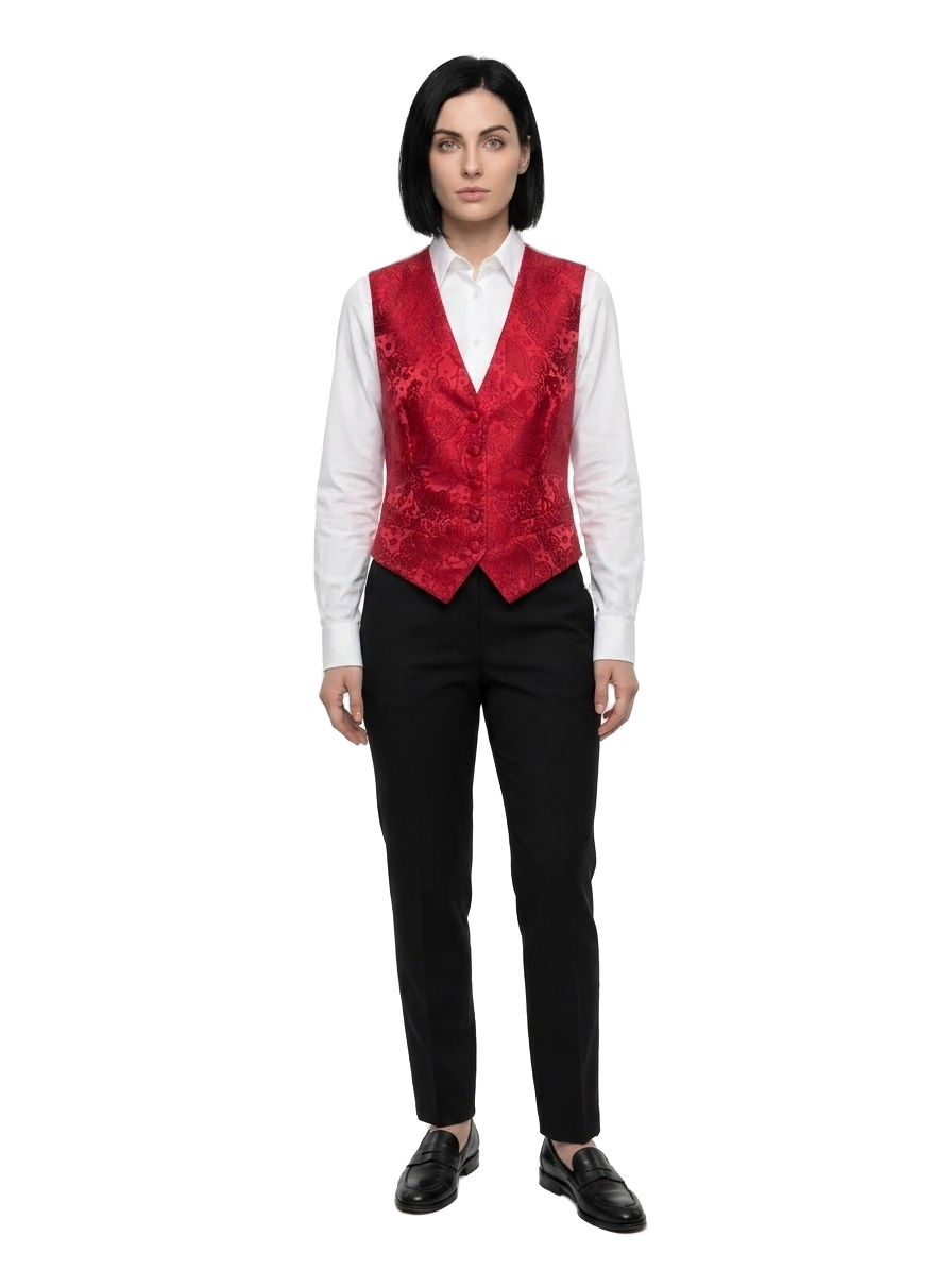 Dolce & Gabbana Jacquard Silk Blend Vest — Red by Dolce Gabbana