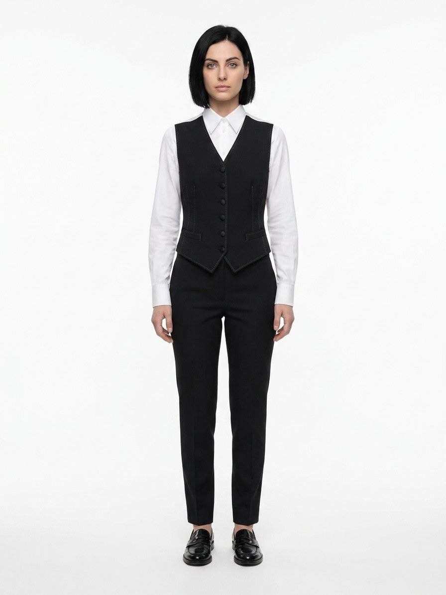 Dolce & Gabbana Fine Fabric Waistcoat — Black by Dolce Gabbana