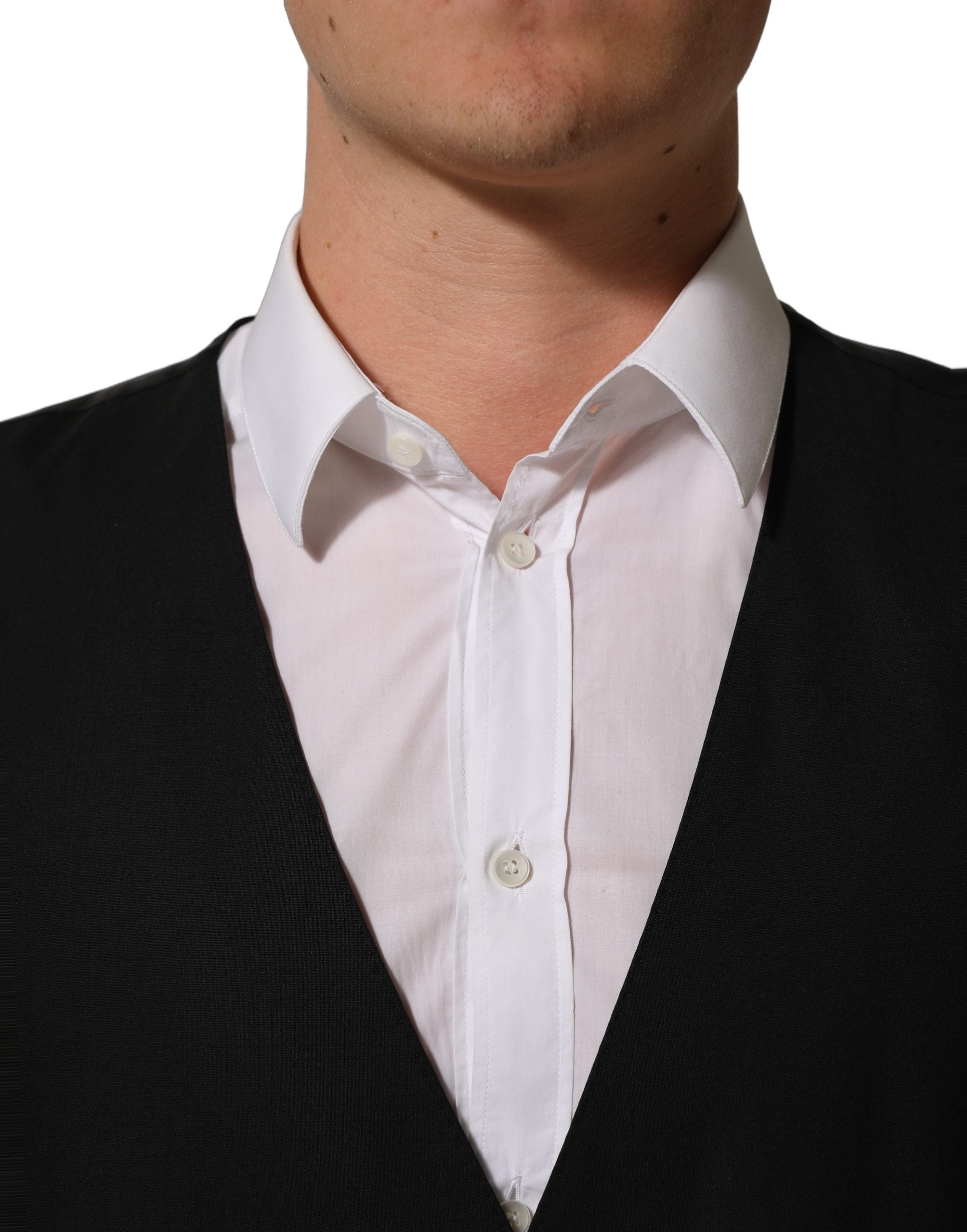 Dolce & Gabbana Virgin Wool Stretch Waistcoat — Black, view 2