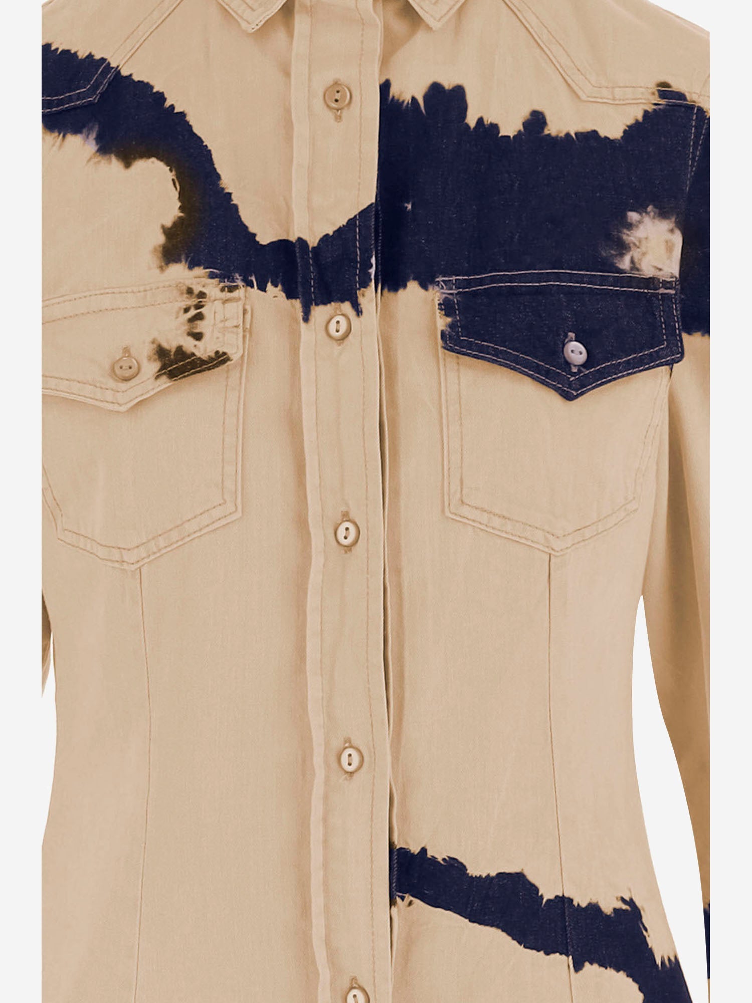 Don'T @ Me Tie-Dye Cotton Shirt — Beige, view 3