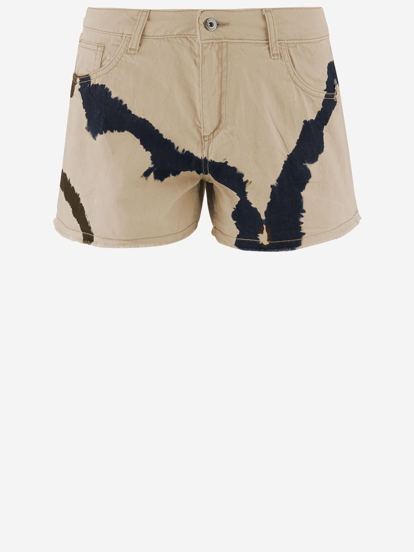 Don'T @ Me Tie-Dye Cotton Shorts — Beige, view 3