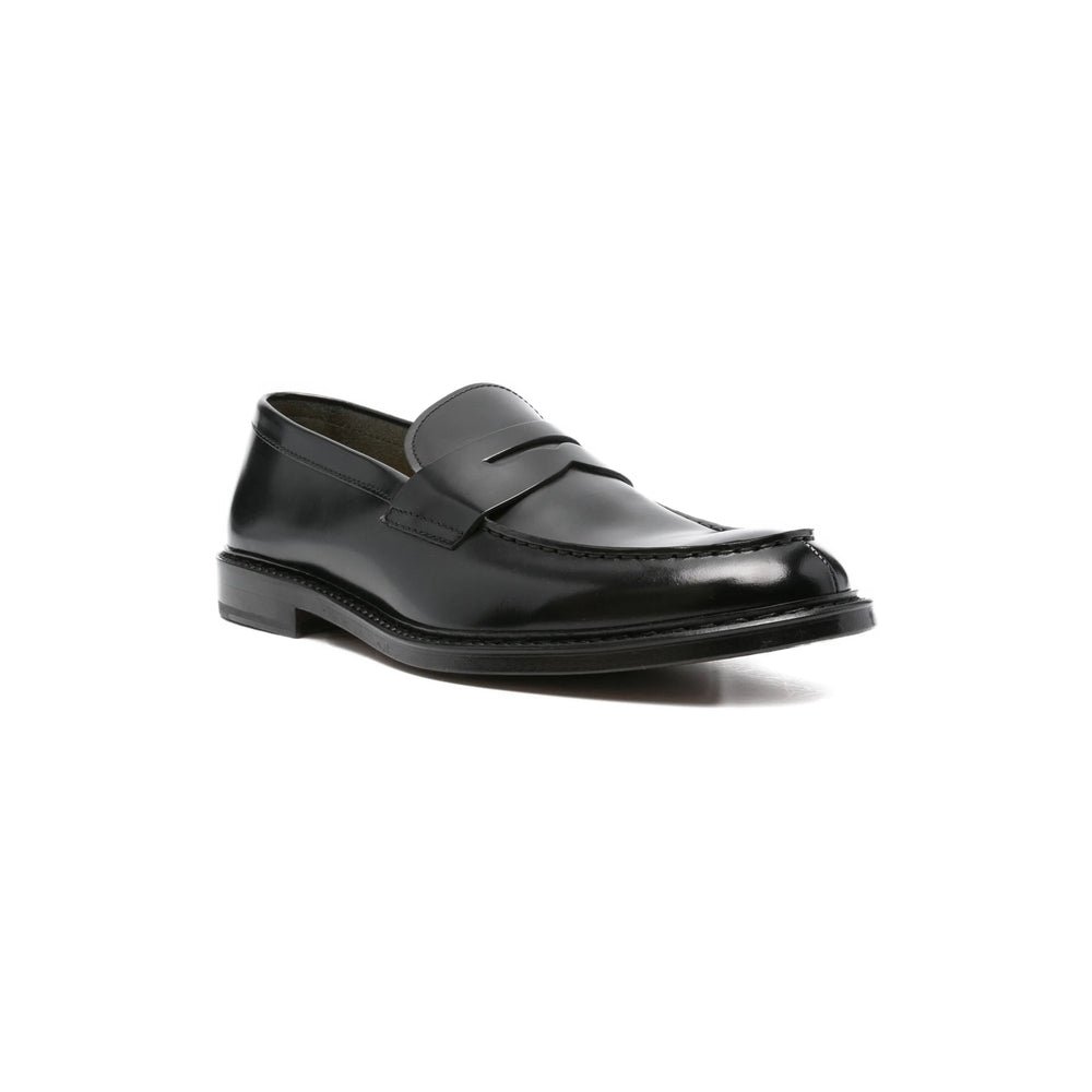 Doucal'S Horsebit Almond-Toe Calf Leather Loafer — Black, view 2