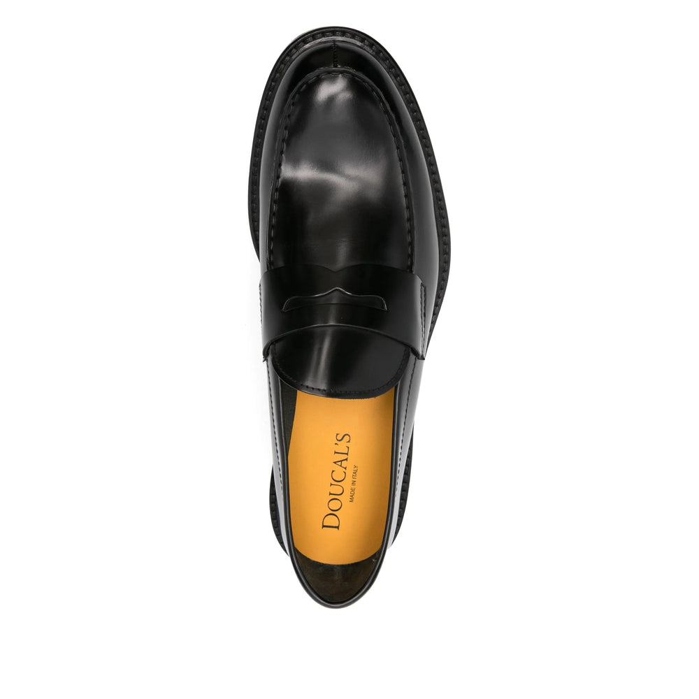 Doucal'S Horsebit Almond-Toe Calf Leather Loafer — Black, view 3
